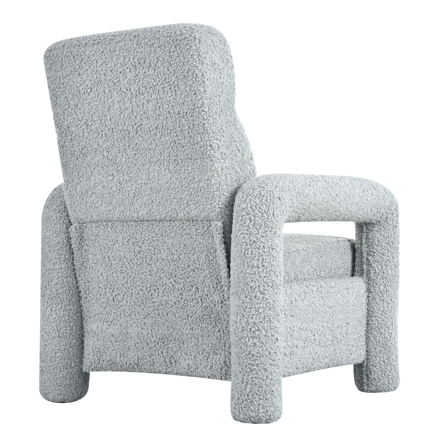 Push Back Recliner Armchair Upholstered Single Sofa With Adjustable Backrest For Living Room - Light Gray