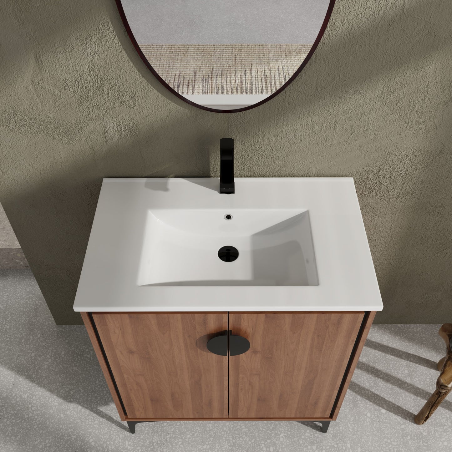 Bathroom Vanity Freestanding Cabinet With Sink - Brown