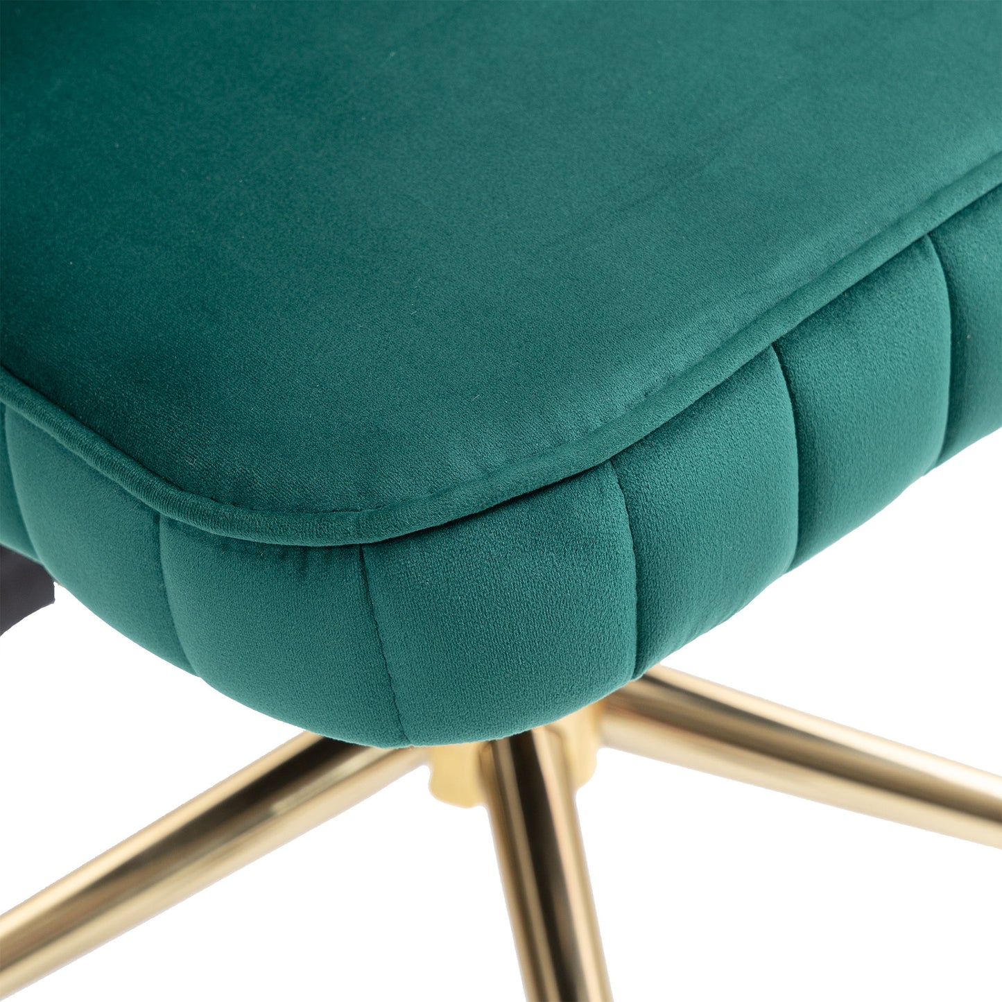 Velvet Home Office Desk Chair, Modern Cute Computer Chair, Wheels Swivel Height Adjustable Task Chair - Emerald