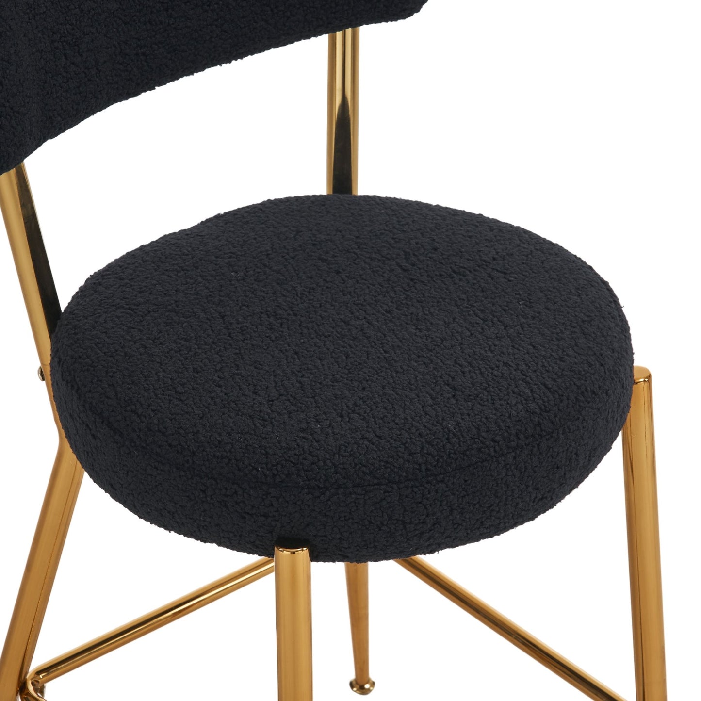 Modern Teddy Fabric Upholstered Bar Stools (Set of 4) - Black / Gold