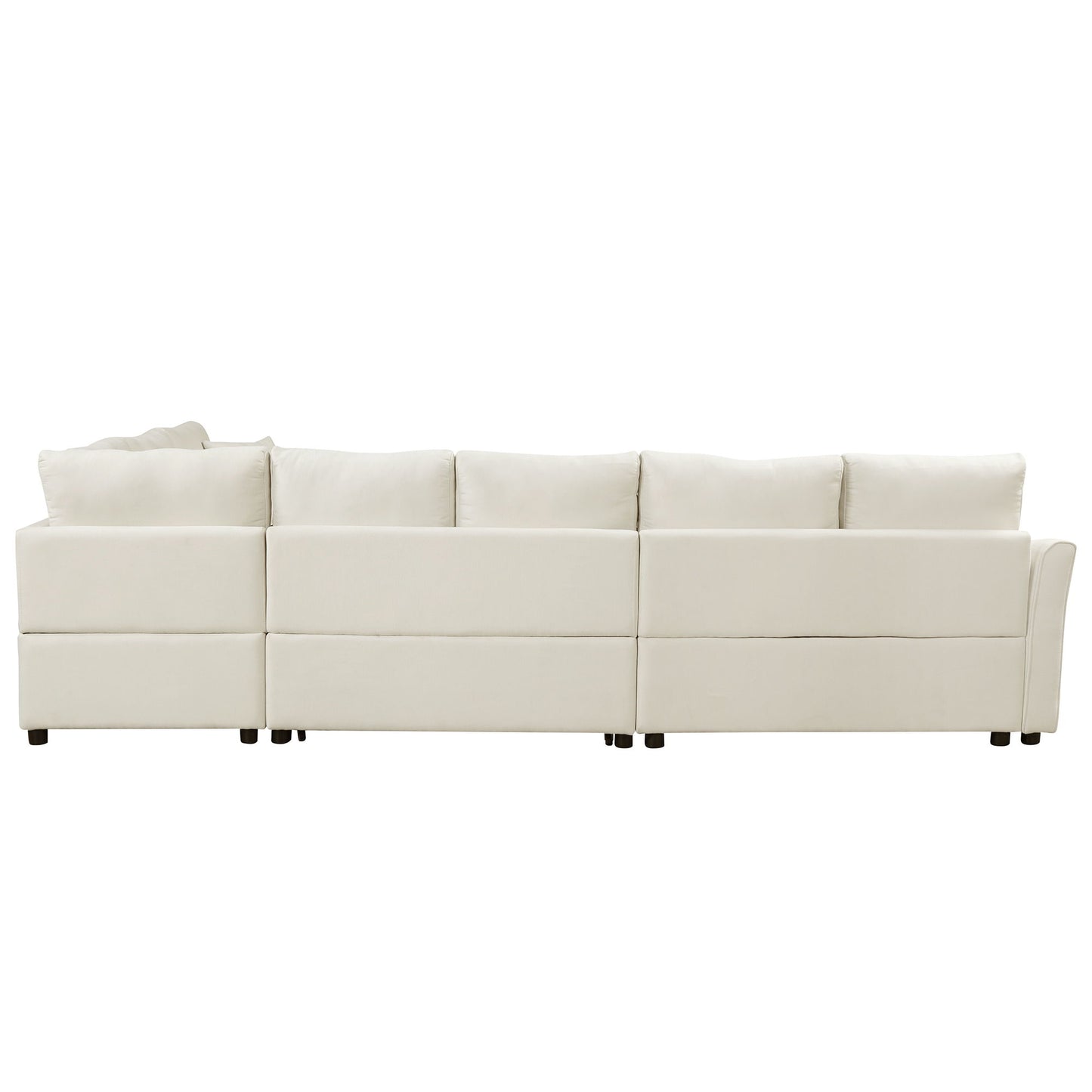 L-Shaped Sofa Convertible Sofa Bed Pull Out Sofa Sleeper With Two Back Pillows, Two USB Ports And Two Power Sockets For Living Room - Beige