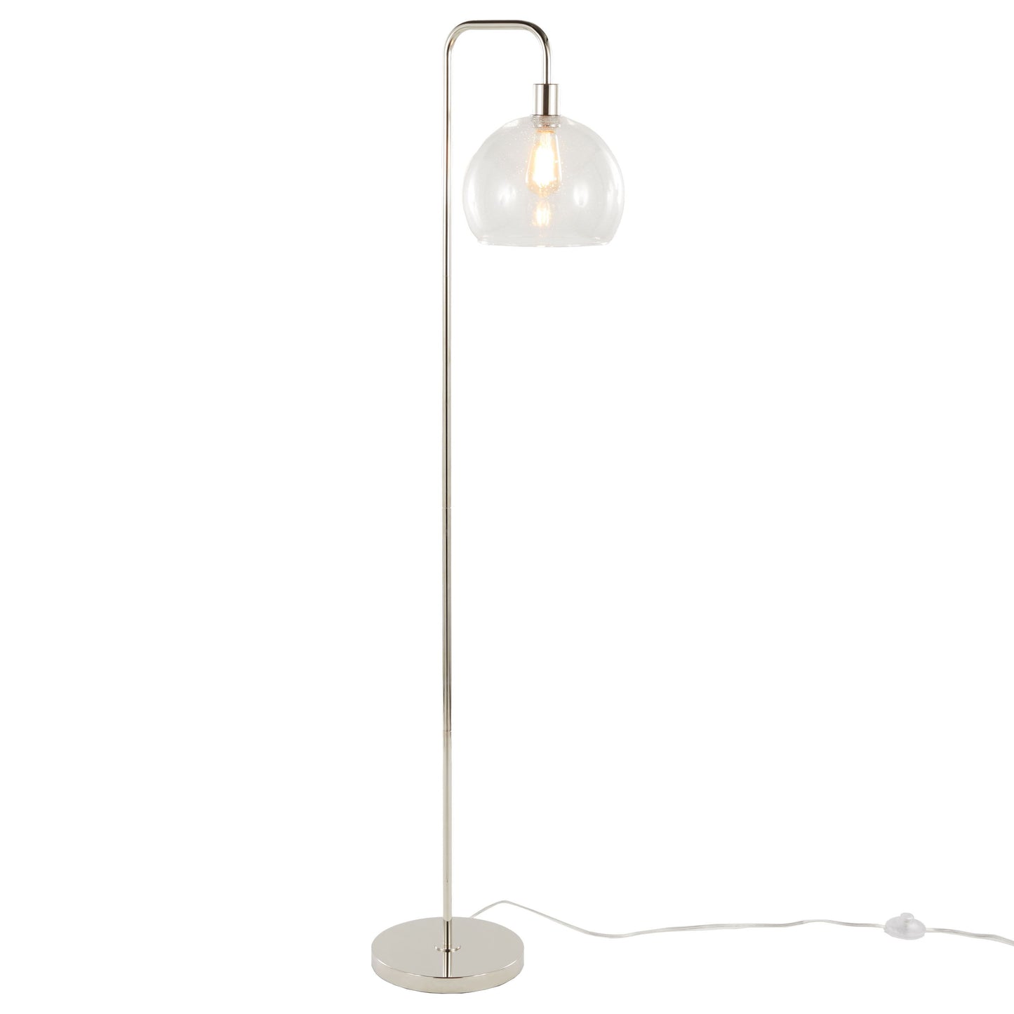 Metro - Contemporary Floor Lamp - Polished Nickel / Clear Seeded