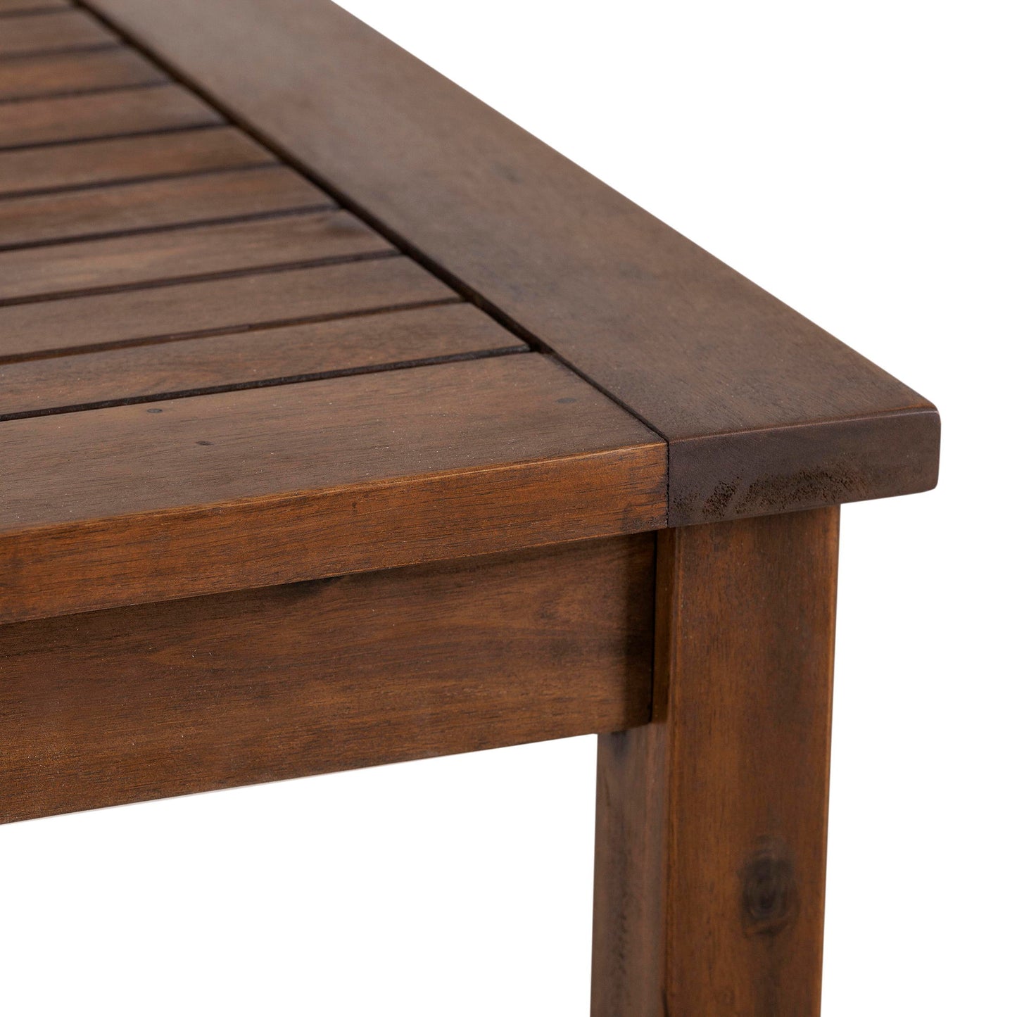 Contemporary Slat Top Acacia Wood Outdoor Dining Table - Dark Brown