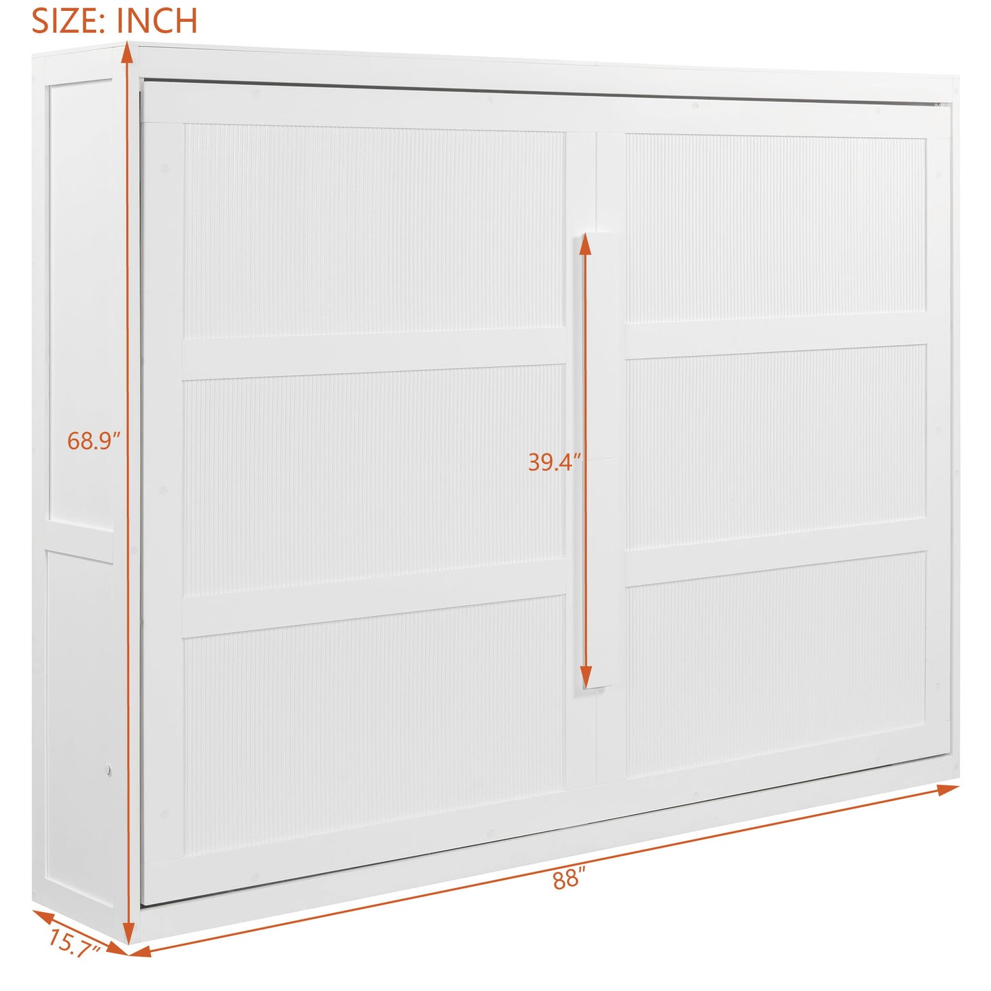 Queen Size Murphy Wall Bed Modern Design With LED Lights - White