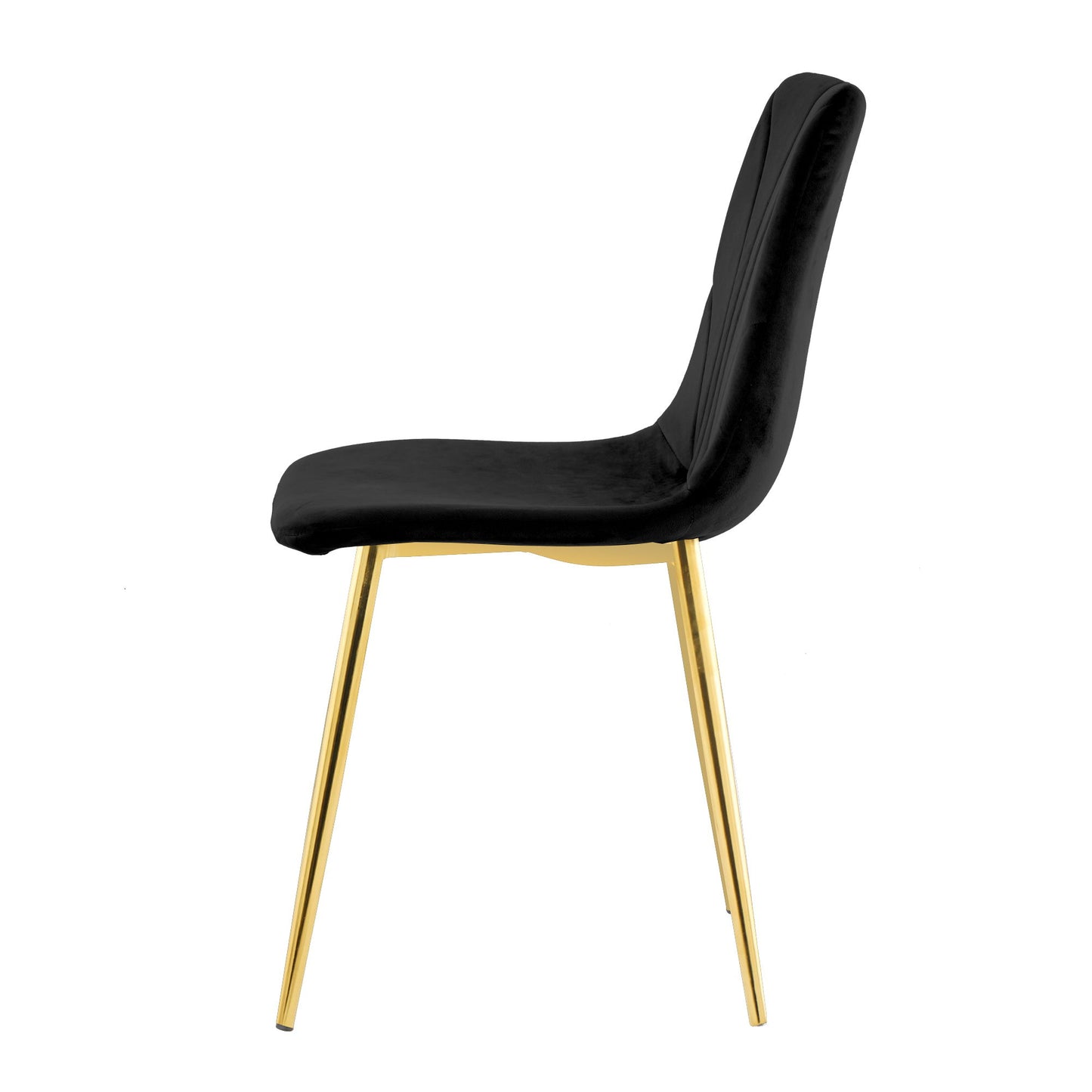 Modern Light Luxury Dining Chair With Gold Metal Legs (Set of 4) - Black