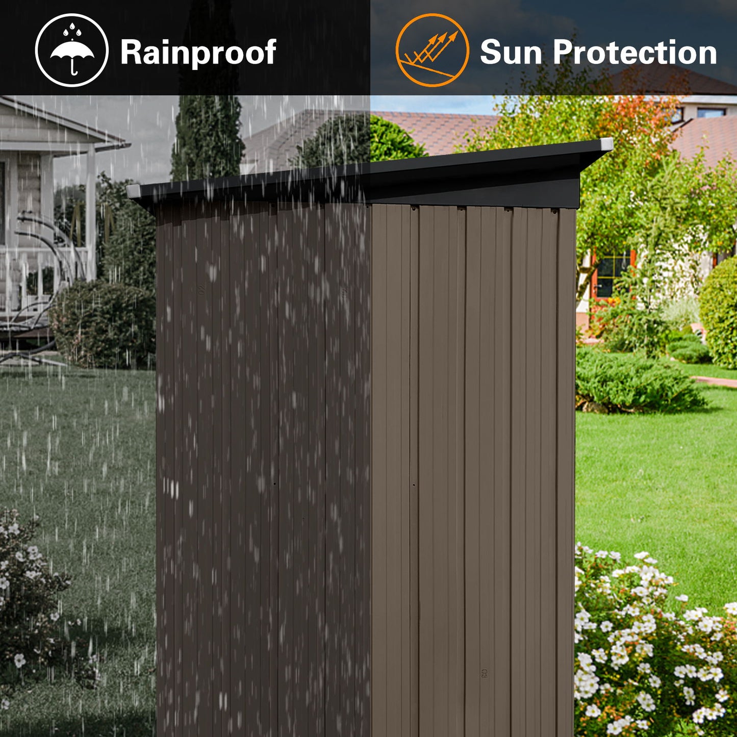 Garden Sheds 5FtX4Ft Outdoor Storage Sheds Brown / Black