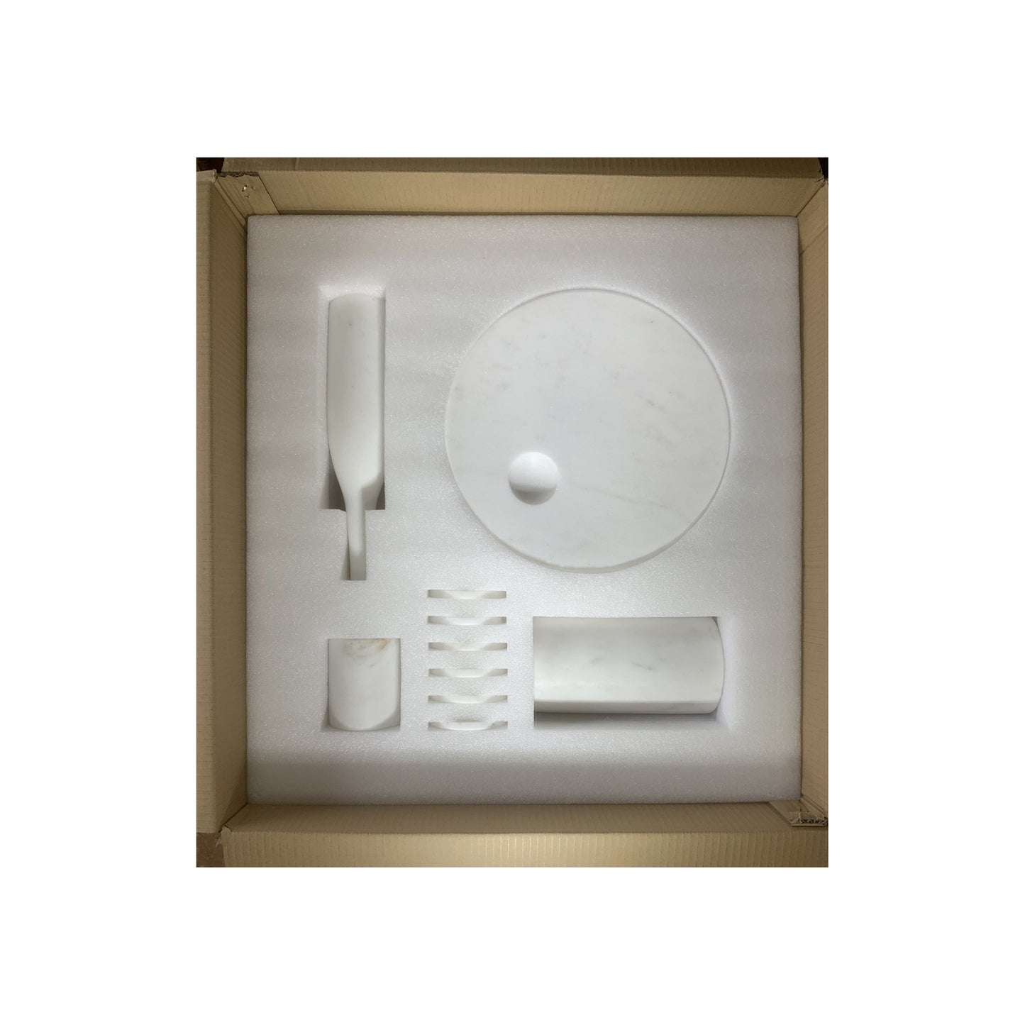 Luxury Natural Marble Dining Room Accessories Set, 10 Pieces, Elegant Natural Stone - White