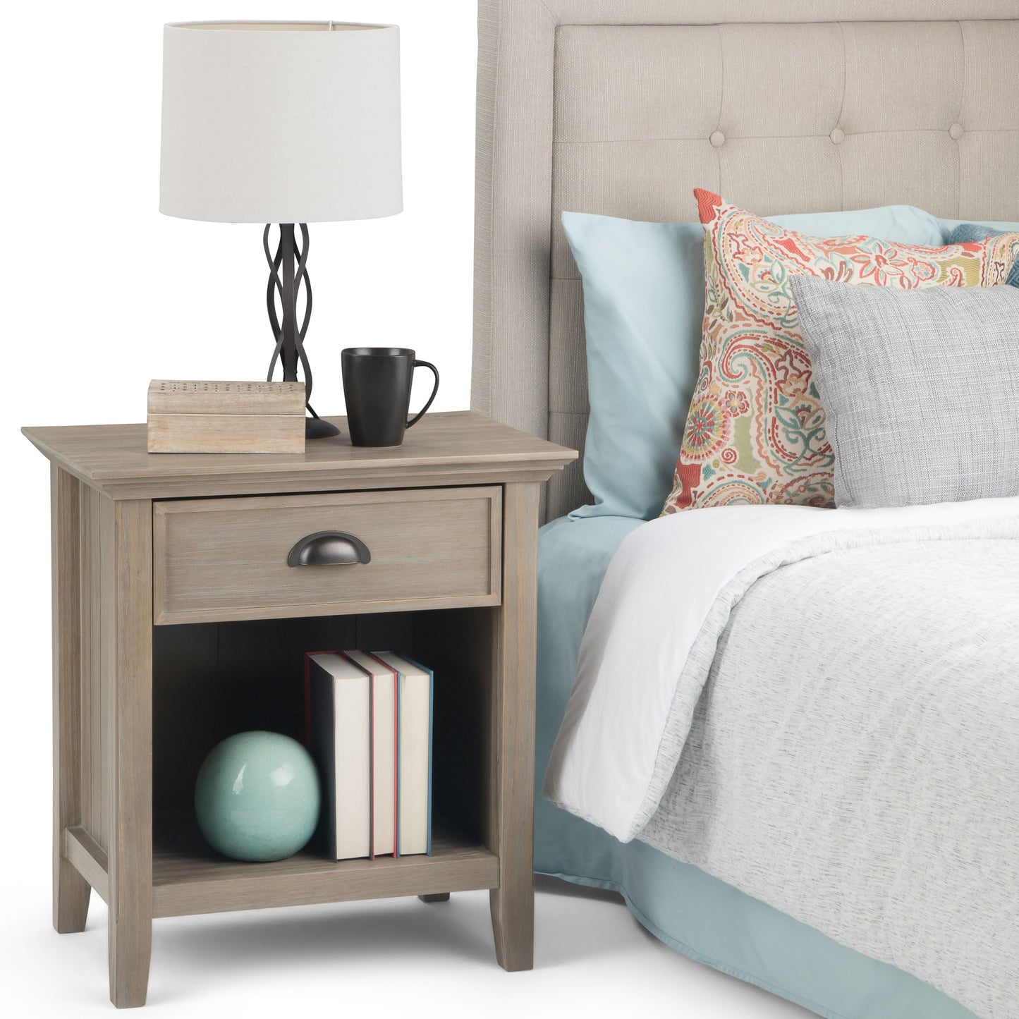 Acadian - Bedside Table - Distressed Gray
