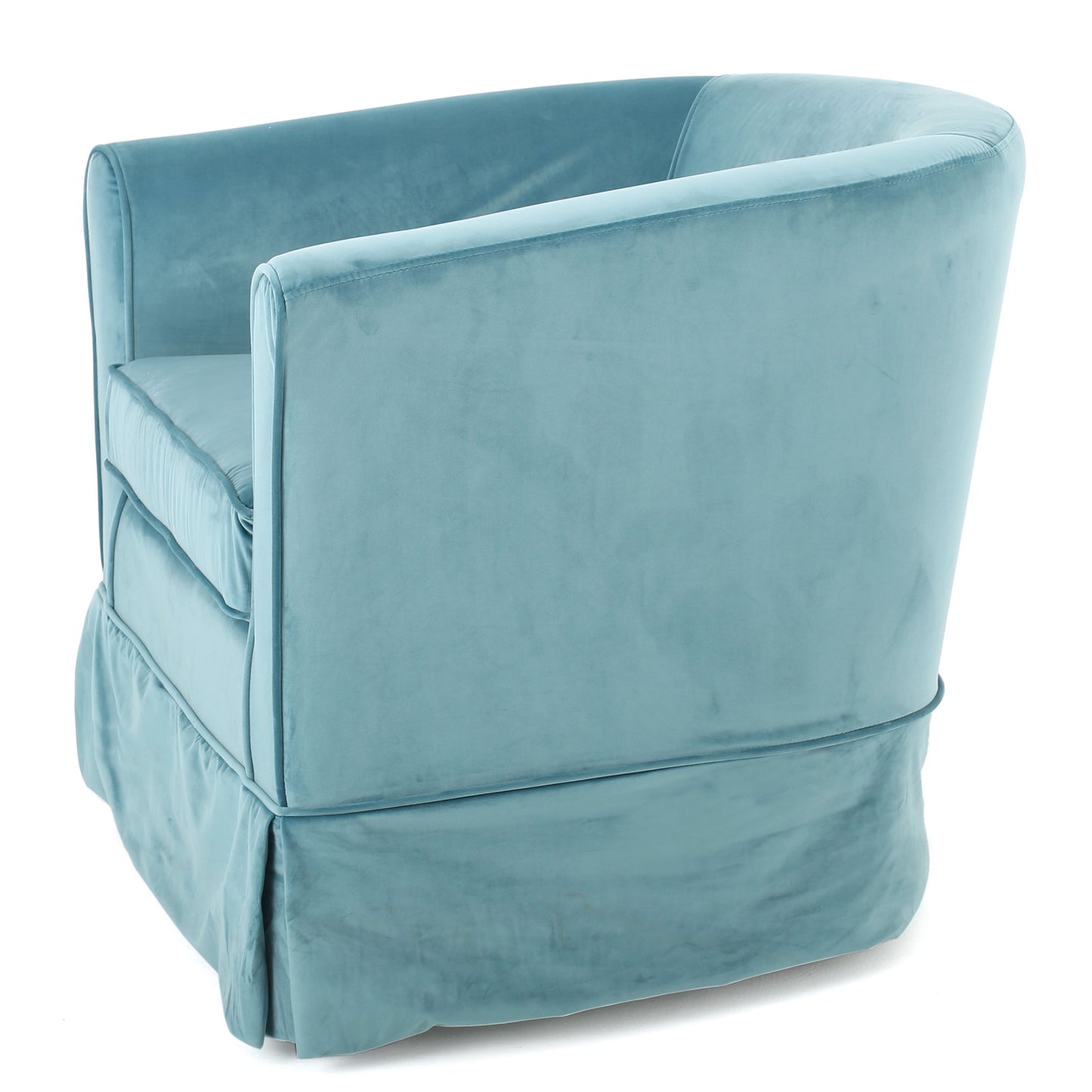 Zeniqua - Upholstered Velvet Swivel Chair With Loose Cover - Blue