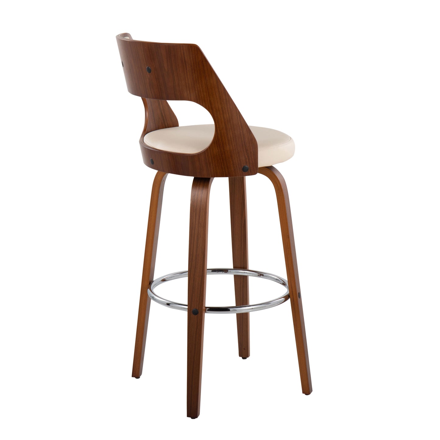 Cecina - Mid-Century Modern Barstool With Swivel (Set of 2) - Walnut / Cream