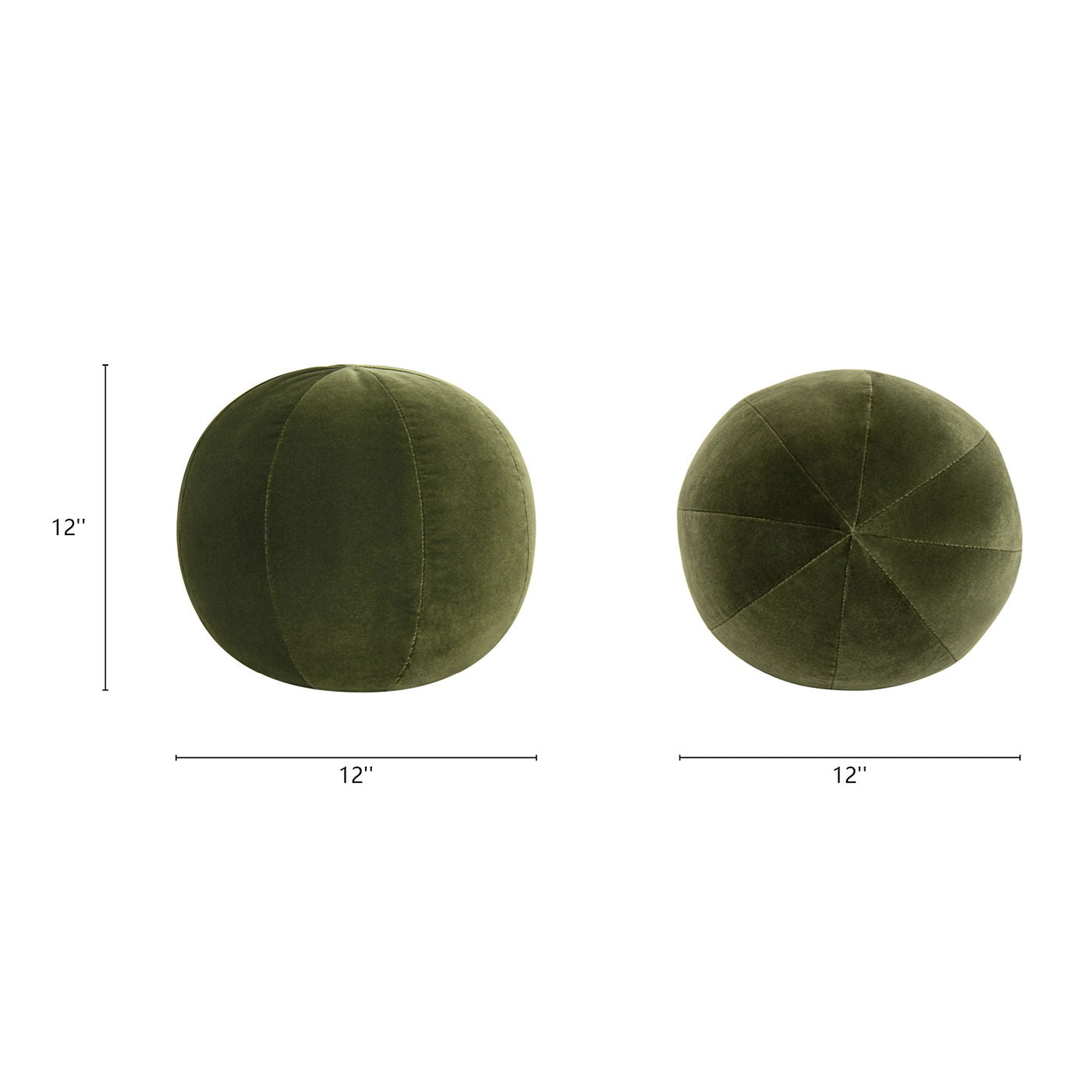 Luna - Round Sphere Accent Ball Throw Pillow - Olive Green