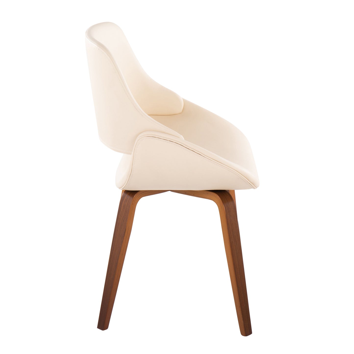 Fabrico - Mid-Century Modern Dining Accent Chair (Set of 2) - Walnut / Cream