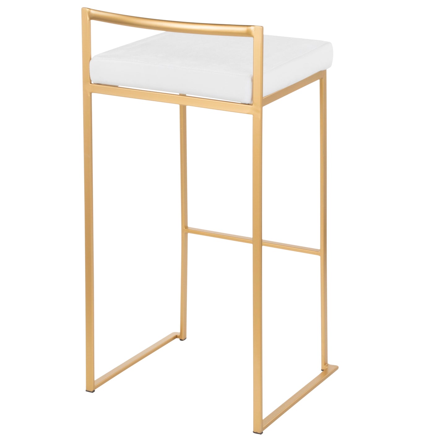 Fuji - Contemporary / Glam Stackable Barstool (Set of 2) - Gold / White
