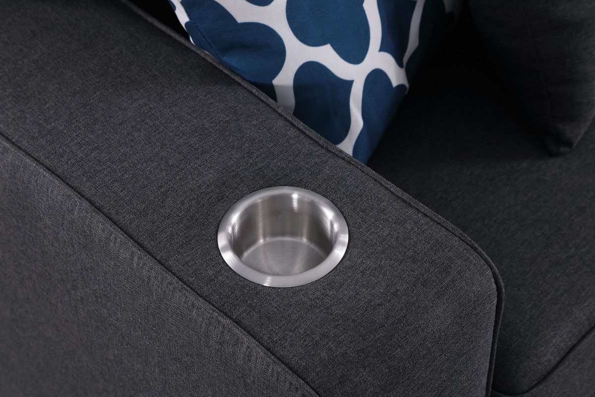 Cooper - 7 Piece Reversible L-Shape Sectional Sofa & Comfort Ottoman And Cupholder - Dark Gray