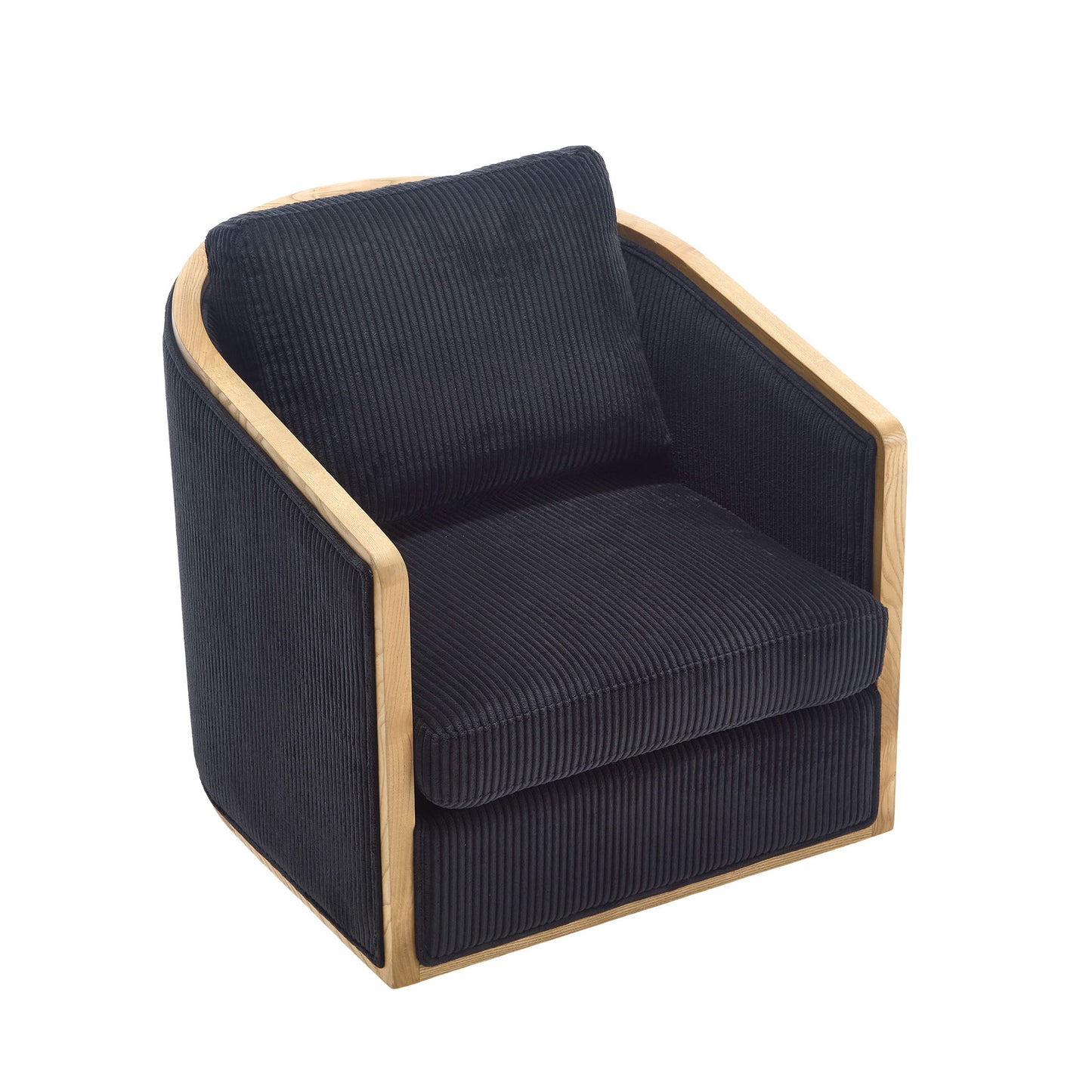 Swivel Barrel Chair, Comfortable Accent Sofa Chair, 360 Degree Swivel - Black