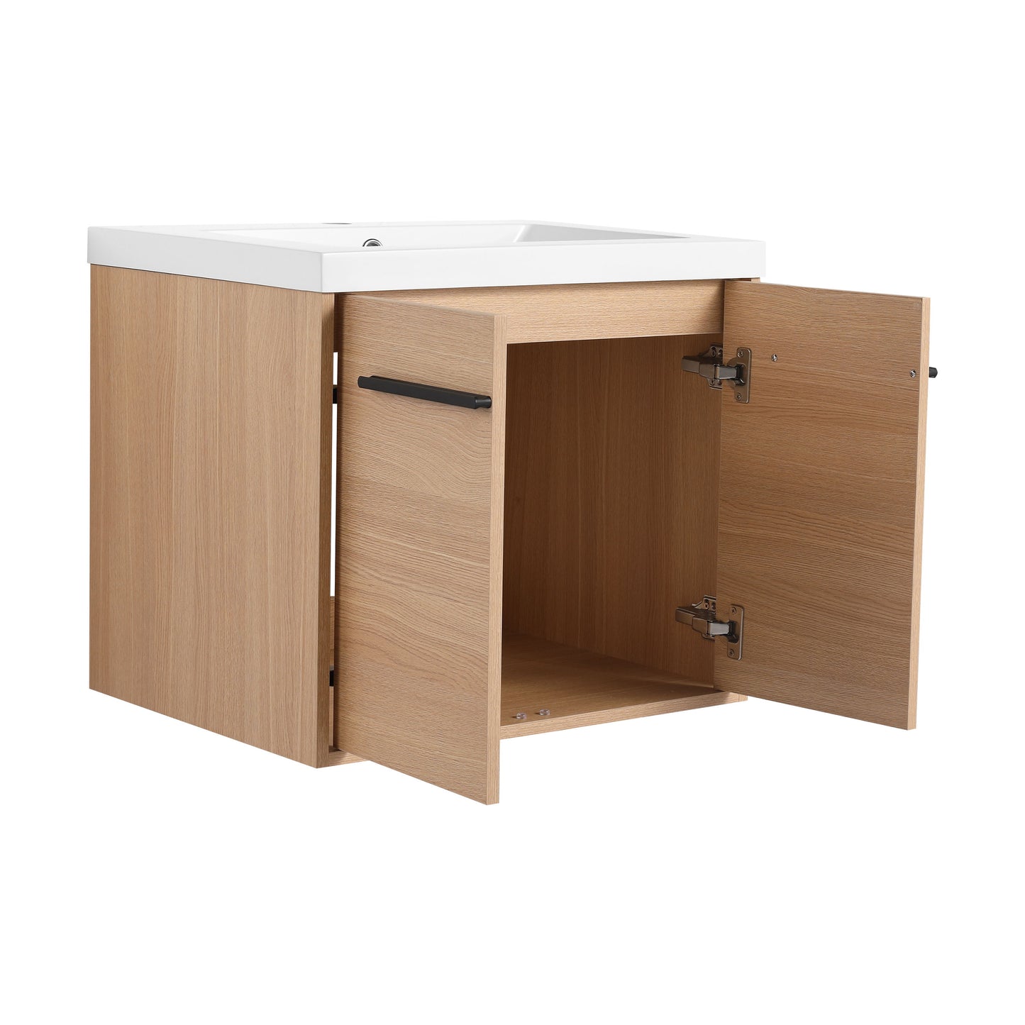 Bathroom Vanity Set With Resin Countertop Sink, 2 Doors - Oak
