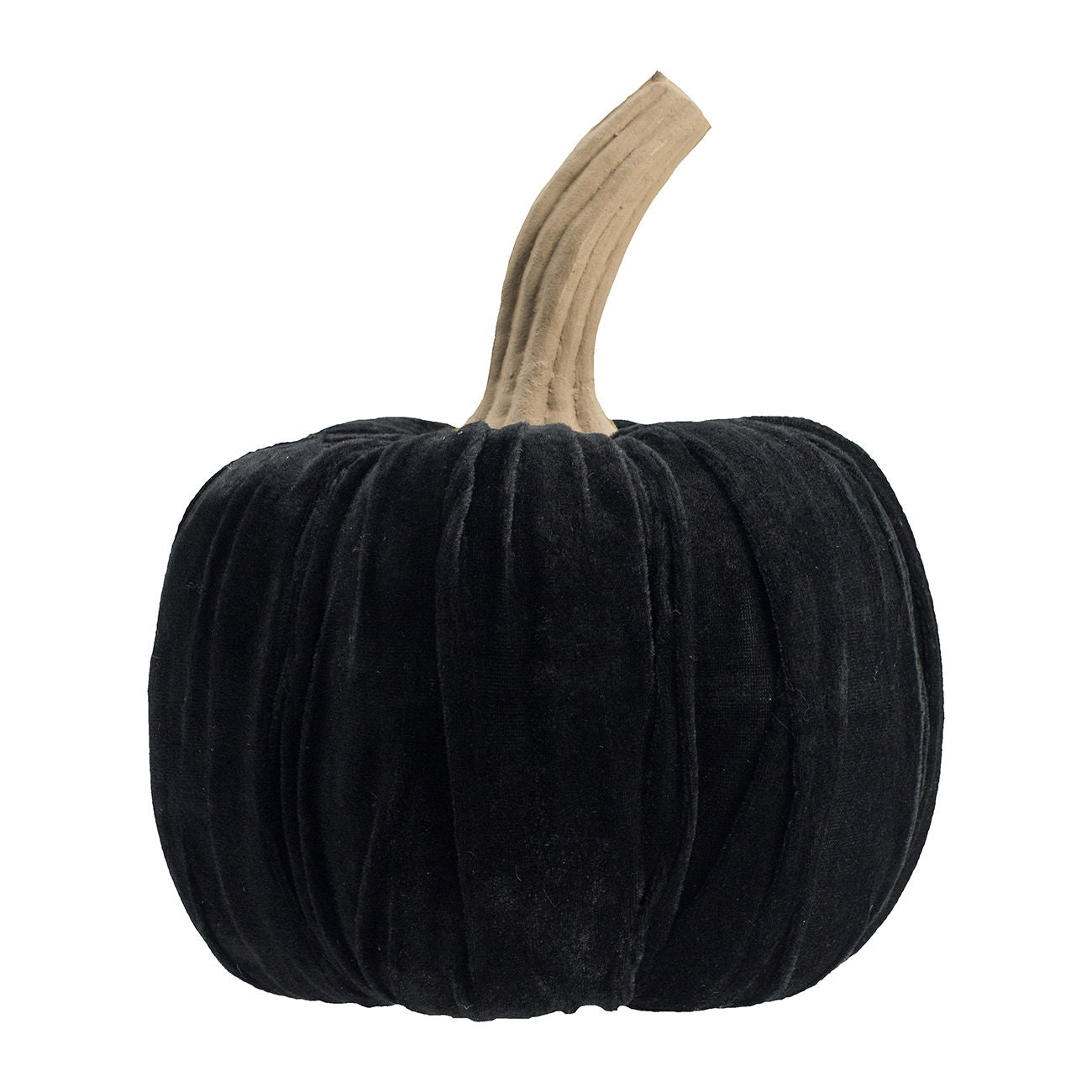 Velvet Pumpkin Large, For Holiday Halloween Decor - Black