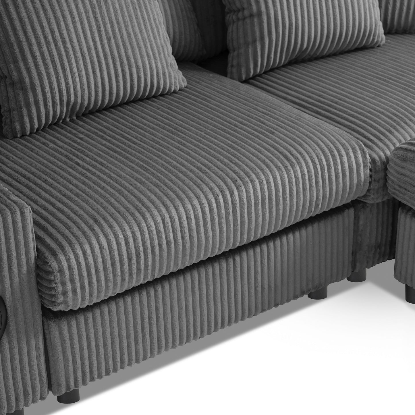 Sectional With Bluetooth Speakers L Shaped Couch With Console USB Charger, Cup Holders Storage Ottoman Deep And Wide Seat Cloud Sofa - Dark Gray