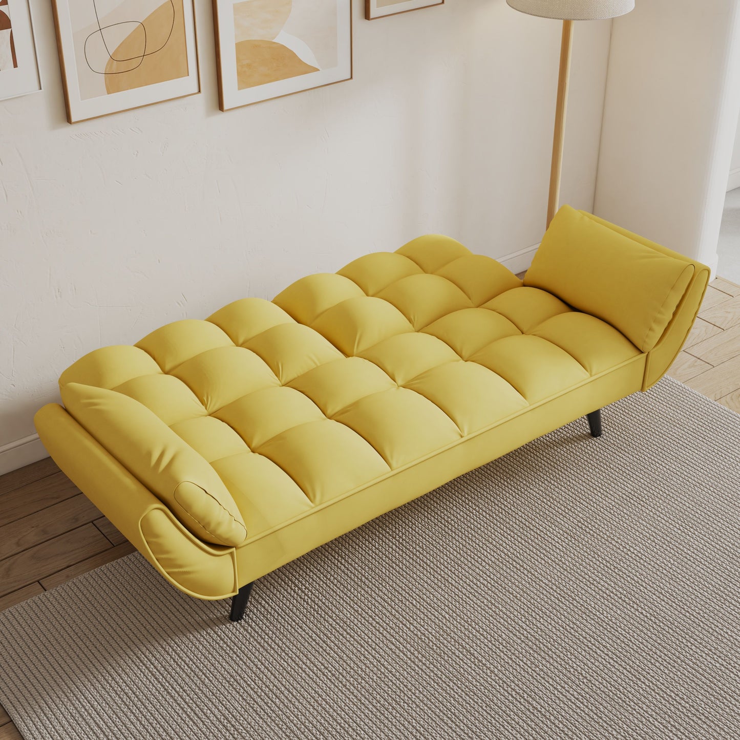 Sofa Soft Two Armrests Throw Pillow Pillow Comfortable Fit Apartment Bedroom Small Space - Yellow