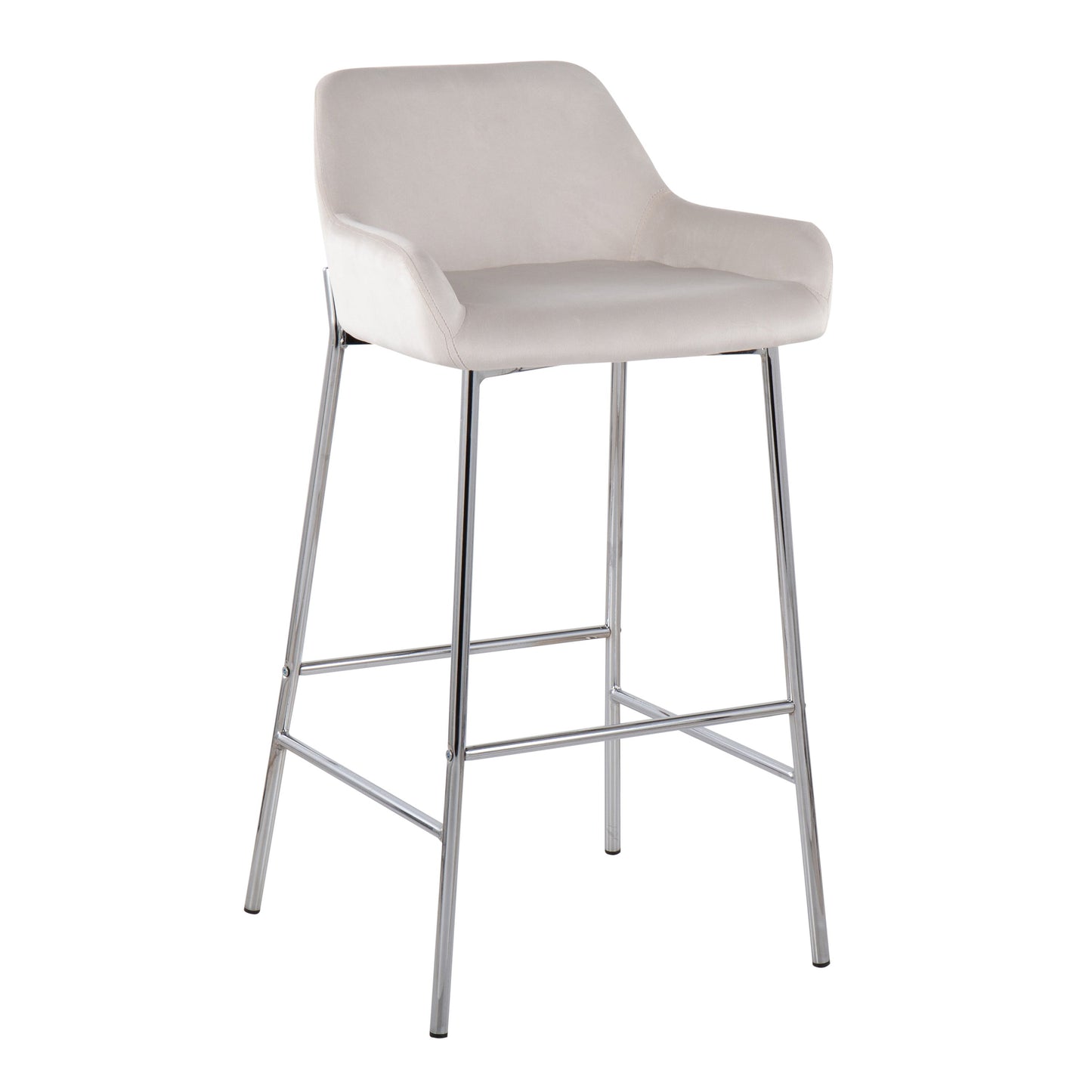 Daniella - Contemporary Fixed Height Bar Stool (Set of 2) - Chrome / White