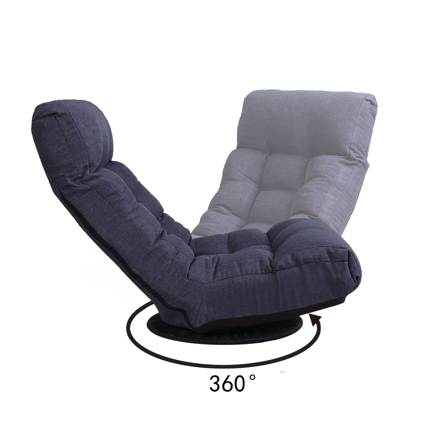 Adjustable Japanese Reclining Floor Chair Sofa With Metal Frame For Living Room & Balcony - Navy