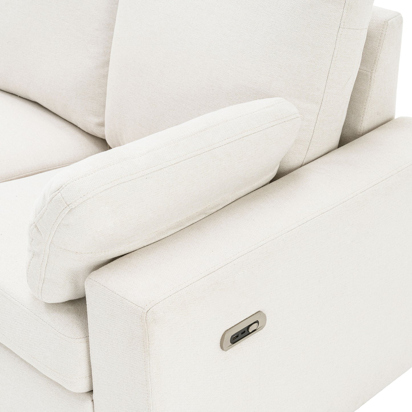 Power Recliner Sectional Sofa Home Theater Reclining Sofa With Two USB Ports, Two Storage Drawers For Living Room - Beige