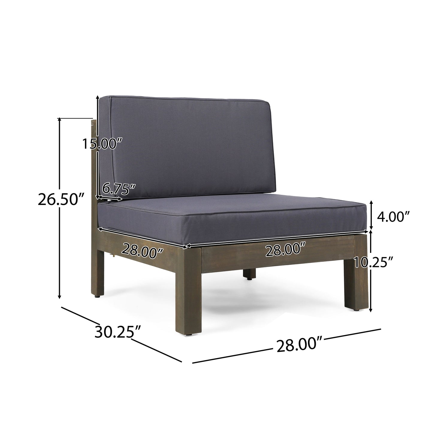 Oana - Contemporary 3 Piece Sofa Set With Water Resistant Cushions - Dark Gray
