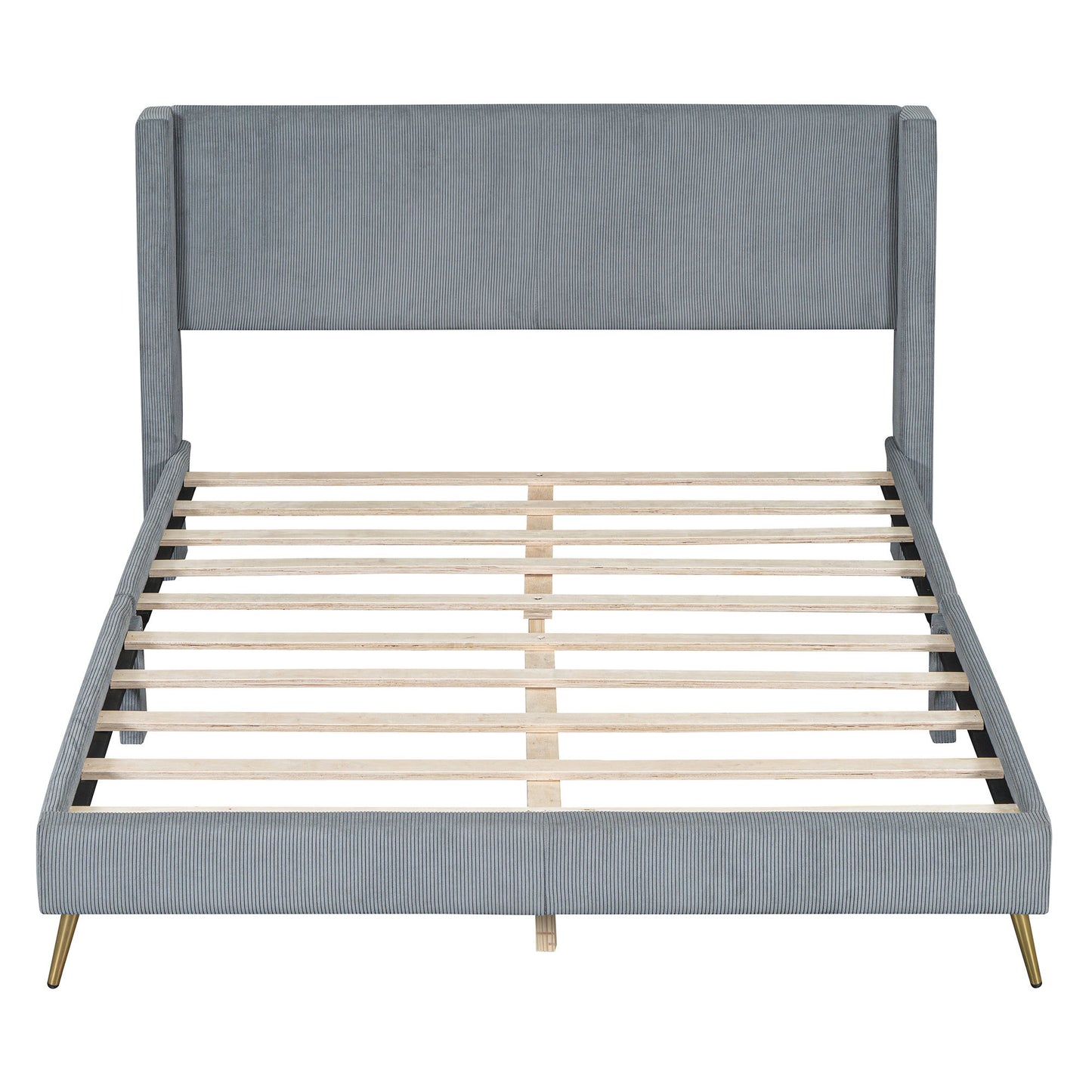 Queen Size Platform Contemporary Bed With Legs - Gray