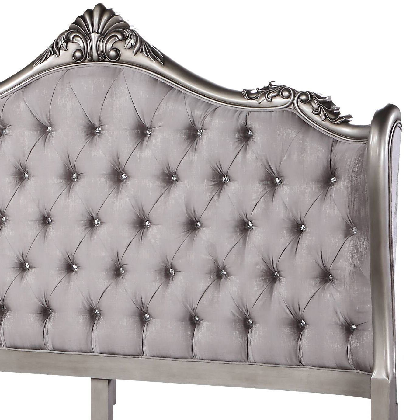 Ariadne - Eastern King Velvet Bed - Antique Silver
