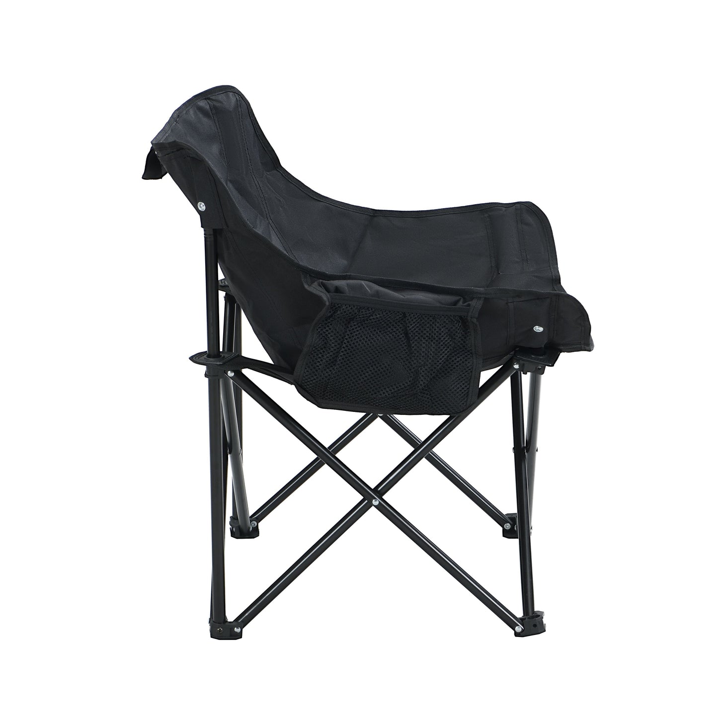 2 Pieces Outdoor Portable Folding Camping Chairs With Carry Bag - Black