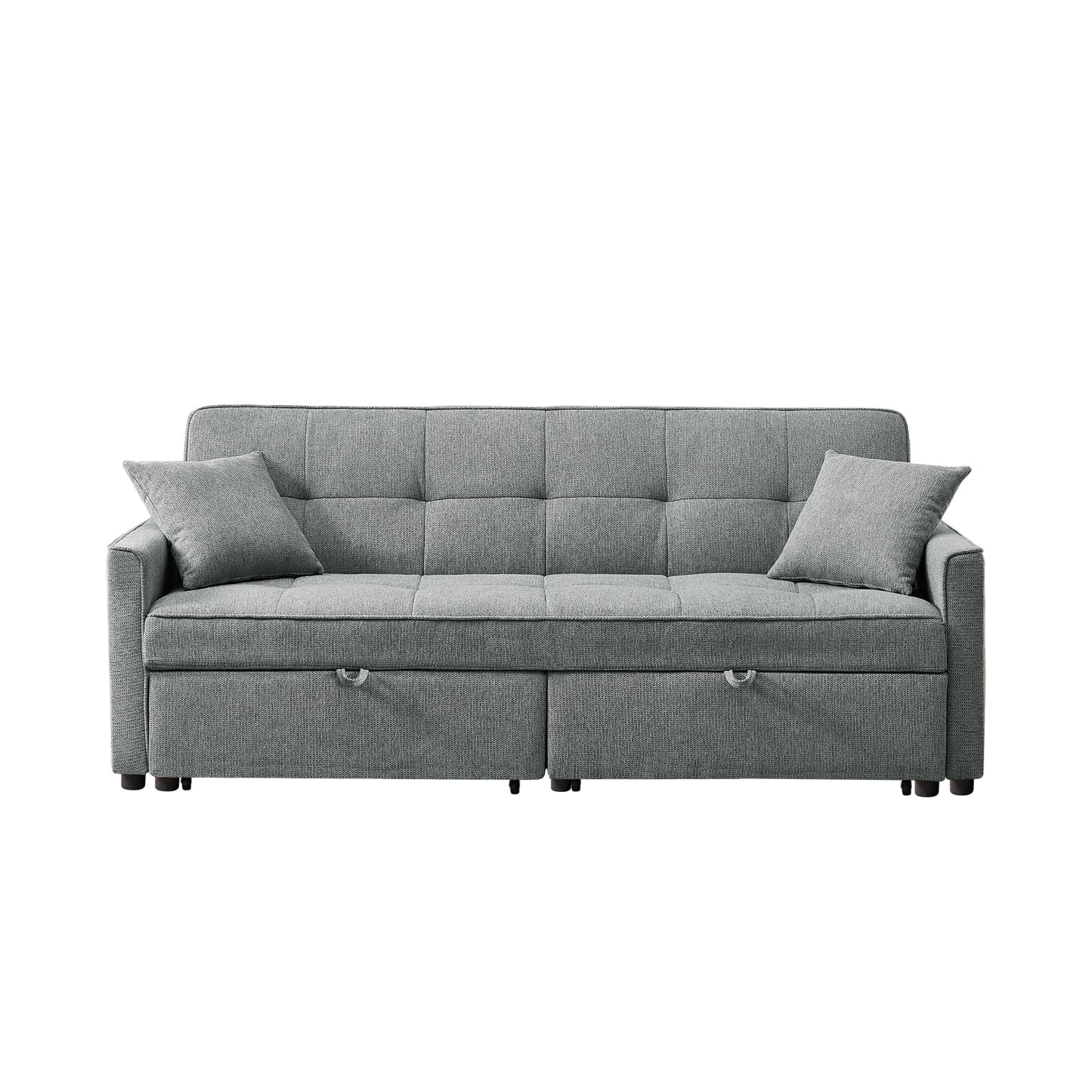 3 In 1 Convertible Sleeper Sofa Bed, Modern Fabric Loveseat Futon Sofa Couch Pullout Bed, Small Love Seat Lounge Sofa Reclining Backrest, Pillows, Pockets, Home Furniture For Living Room - Gray