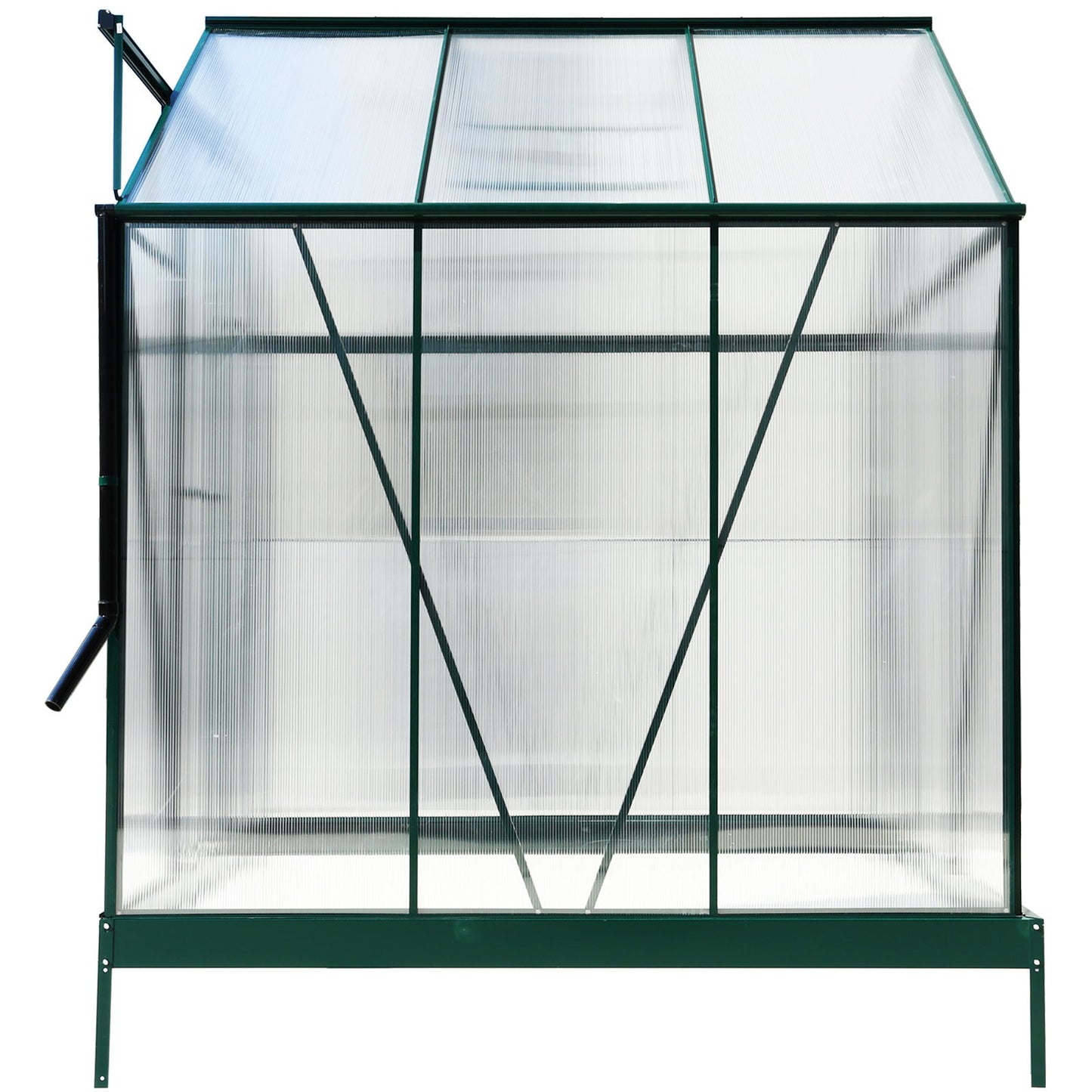 6.3'x6.2'x7' Polycarbonate Greenhouse, Heavy Duty Outdoor Aluminum Walk-In Green House Kit With Rain Gutter, Vent And Door For Backyard Garden - Green