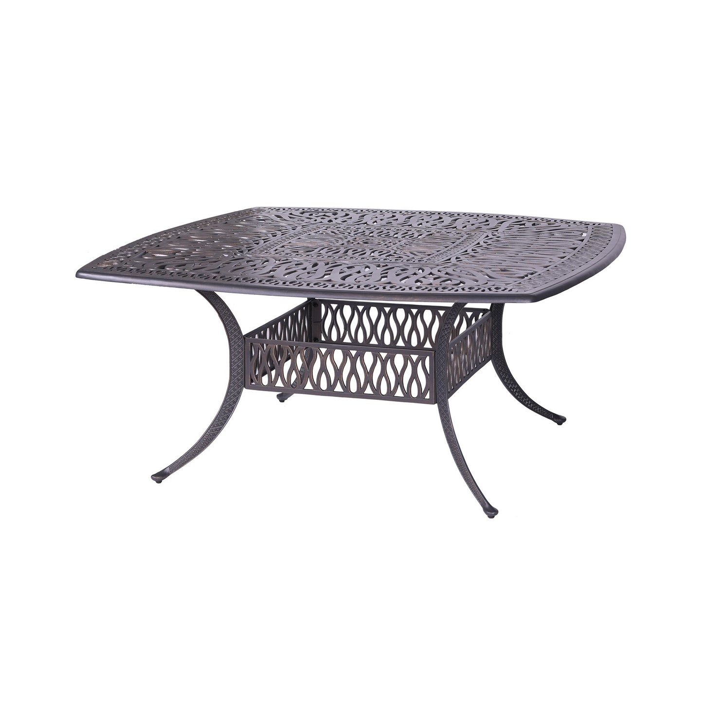 Square 8 Person 64" Long Aluminum Dining Set With Cushions With Swivel And Rocking Chairs - Dark Gray / White