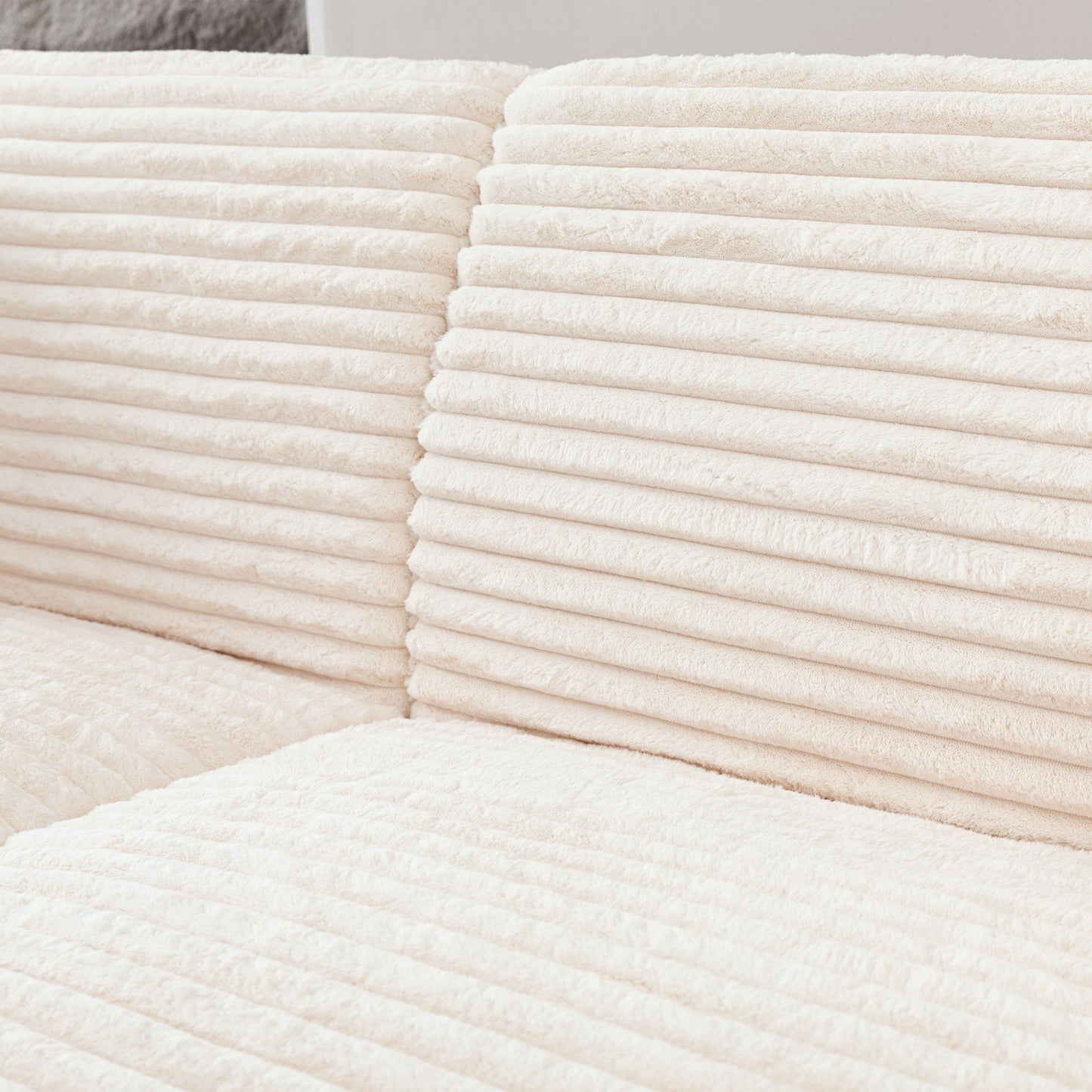 Modern Sofa Comfortable Cloud Sofa Soft Plush Corduroy Interior With Square Armrests - Beige