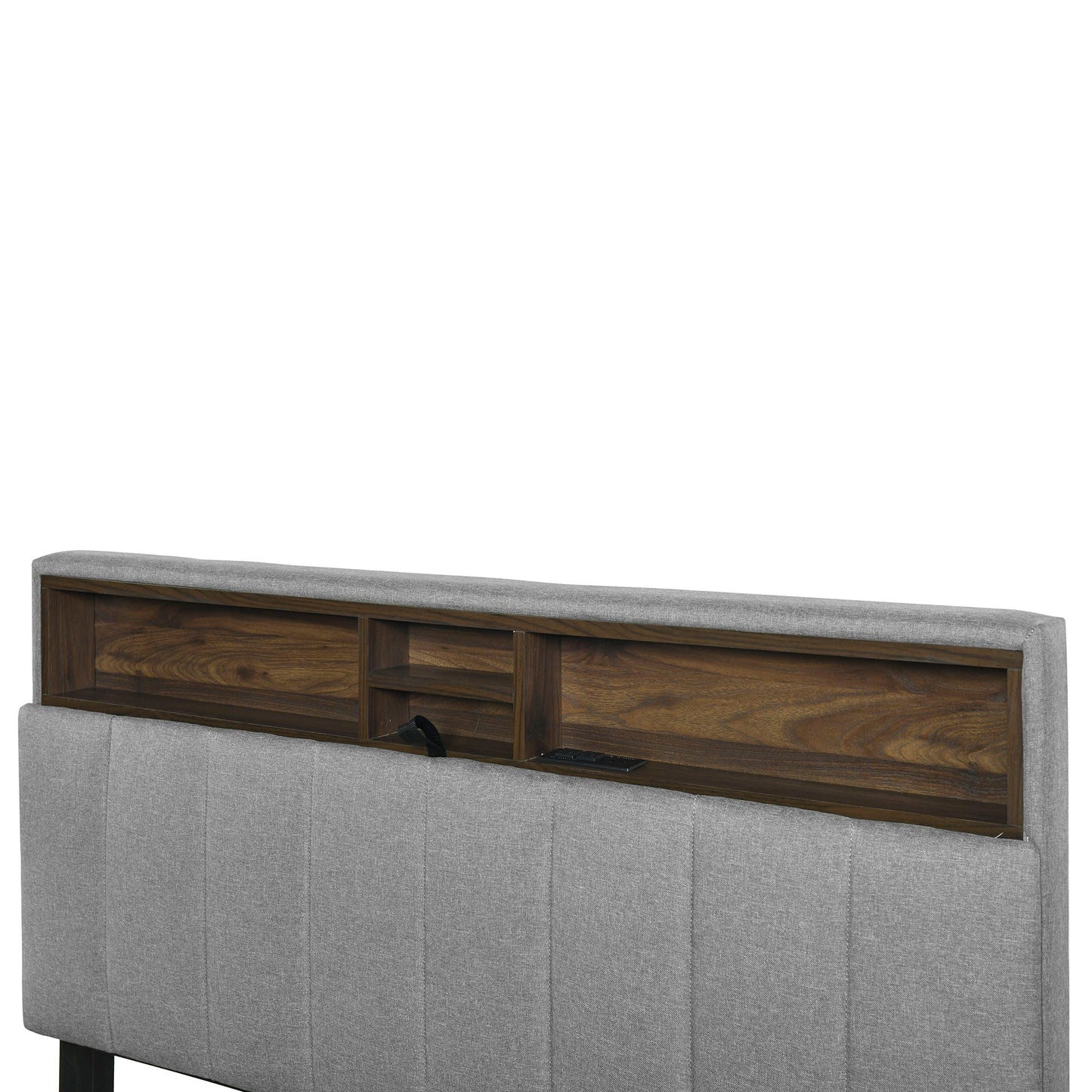 Full Size Upholstered Platform Bed With Storage Headboard, Twin Size Trundle & 2 Drawers And A Set Of Sockets & USB Ports - Gray