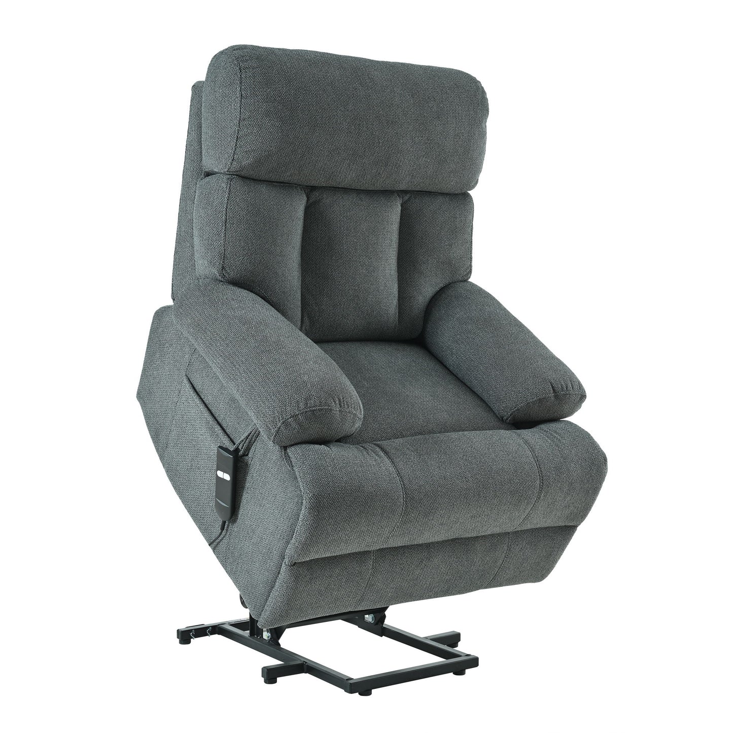 Oversized Power Lift Recliner Chair, Electric Fabric Recliner Chair, Home Theater Seating, Reclining Sofa Chair With Remote Control, Side Pocket, Spacious Seat - Dark Gray