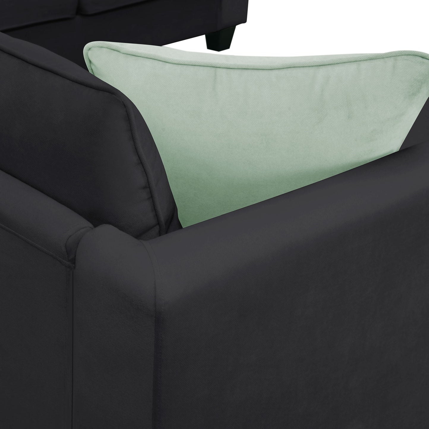 Sectional Sofa Couches Living Room Sets, 7 Seats Modular Sectional Sofa With Ottoman, L Shape Fabric Sofa Corner Couch Set With 3 Pillows - Black