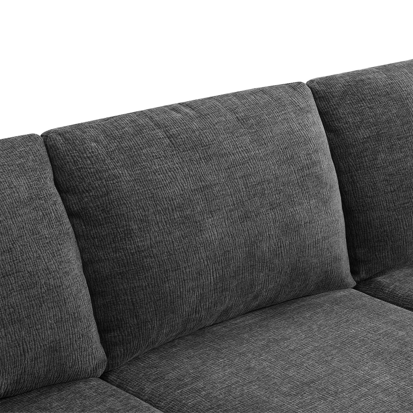 Modular U Shaped Sectional With Ottomans, Luxury Cloud Floor Couch With Deep Seat Fully Compressed Upholstered Sofa - Dark Gray