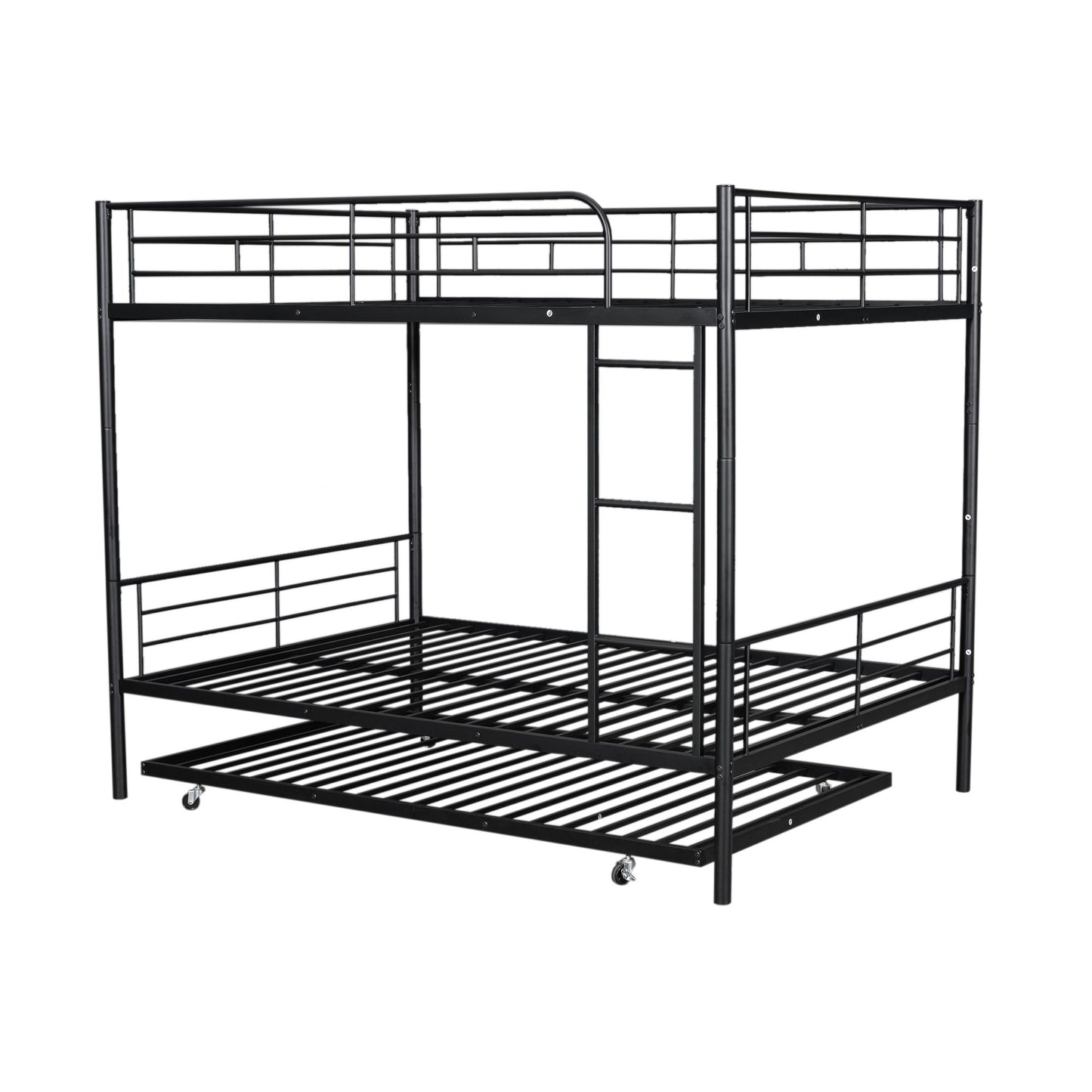 Full Over Full Metal Bunk Bed With Trundle - Black