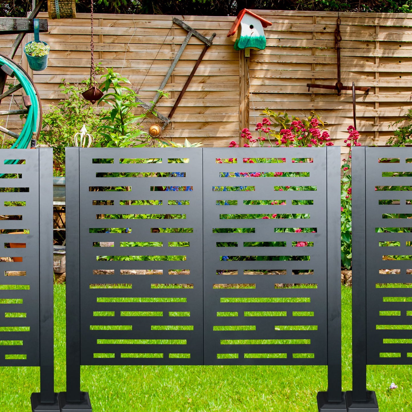 3.5 X 3.5 Ft Air Conditioner Fence For Outdoor Units, Metal Privacy Fence Cover, Perfect To Conceal Air Conditioning Units - Charcoal
