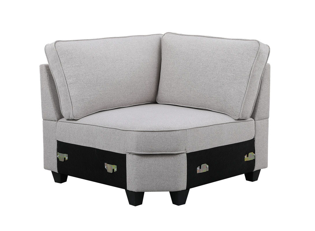 Leo - 8 Piece Modular L-Shape Sectional Sofa And Ottoman - Light Gray