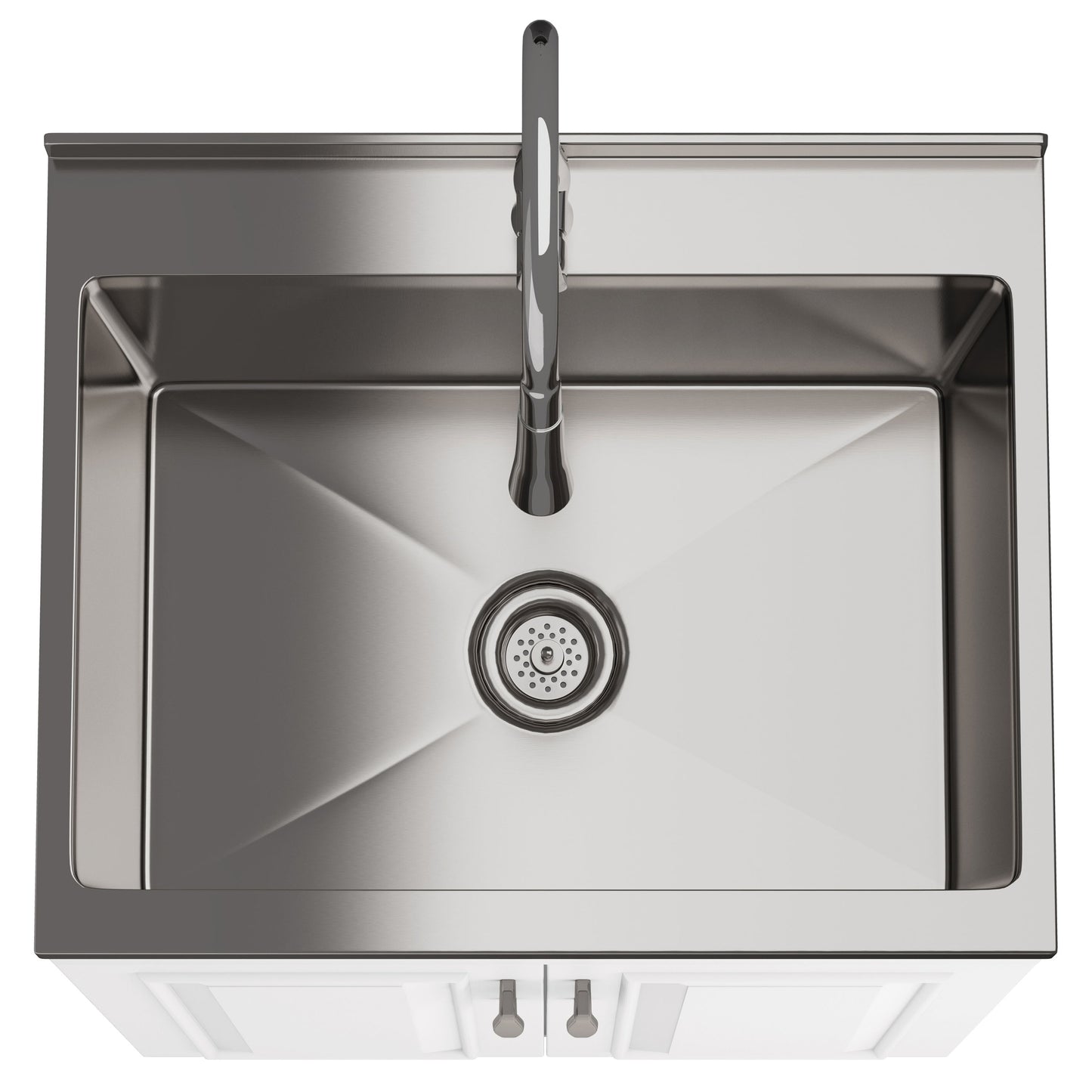 Darwin - Deluxe Laundry Cabinet With Pull-Out Faucet And Stainless Steel Sink - White