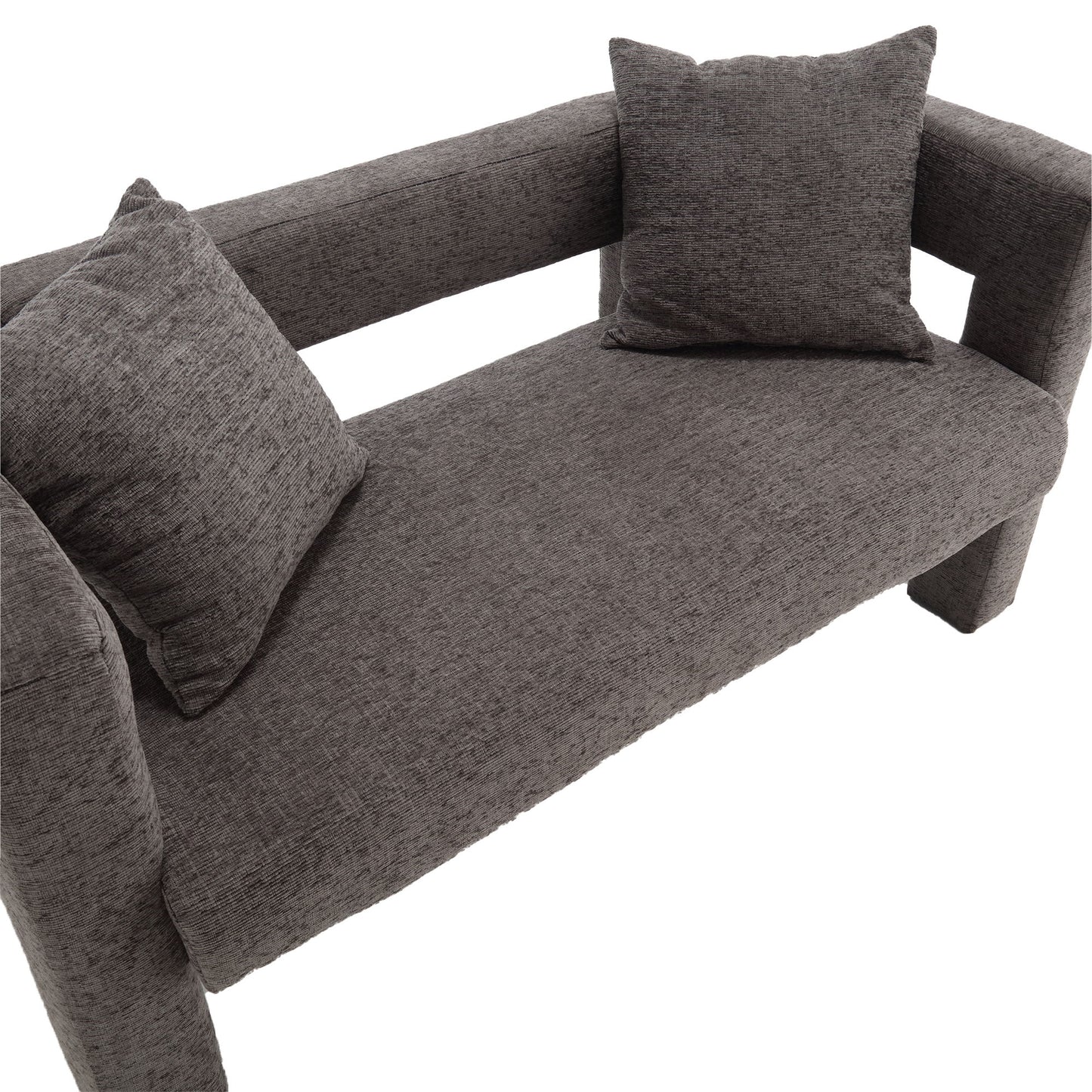 Modern Loveseat Sofa, Comfy Upholstered 2 Seater Sofa, Small Loveseat Accent Couch For Leisure Areas - Gray