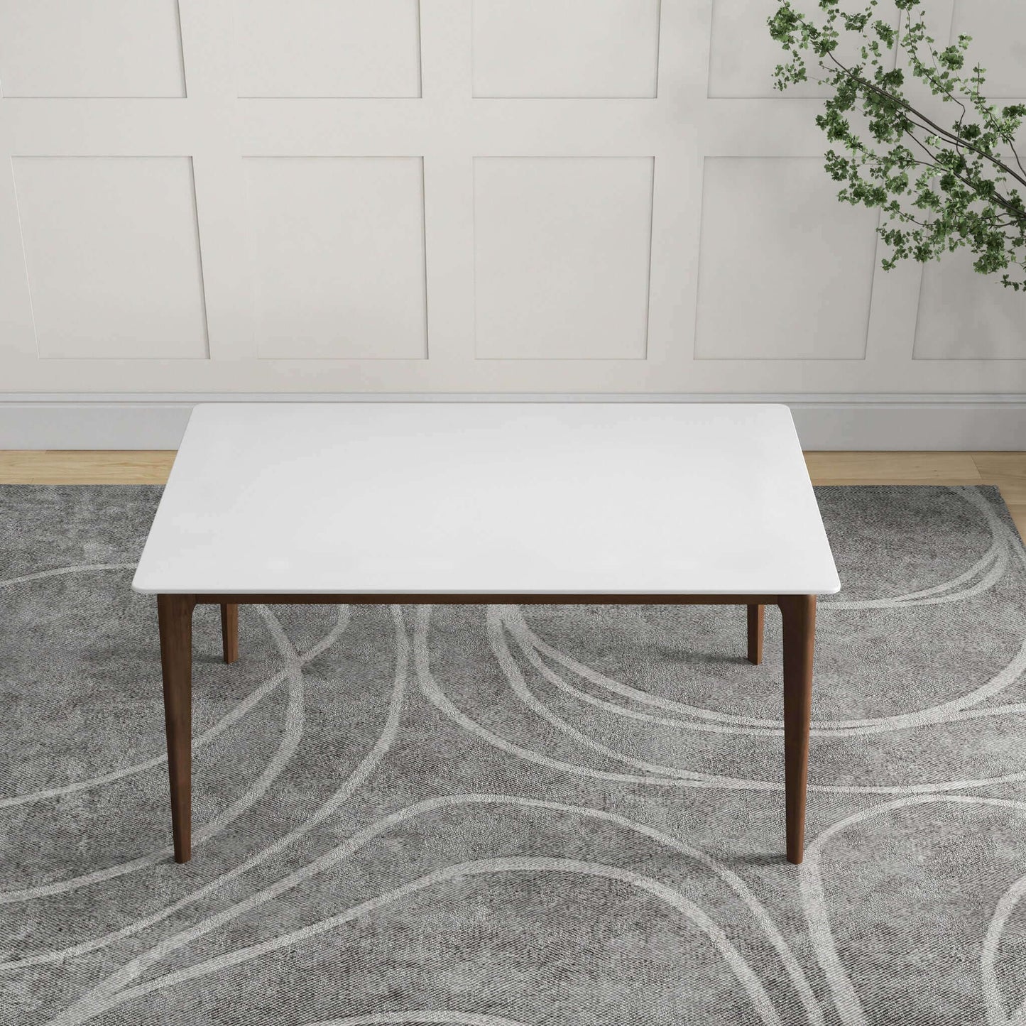Lindsey - White Top Dining Table - Brown / White