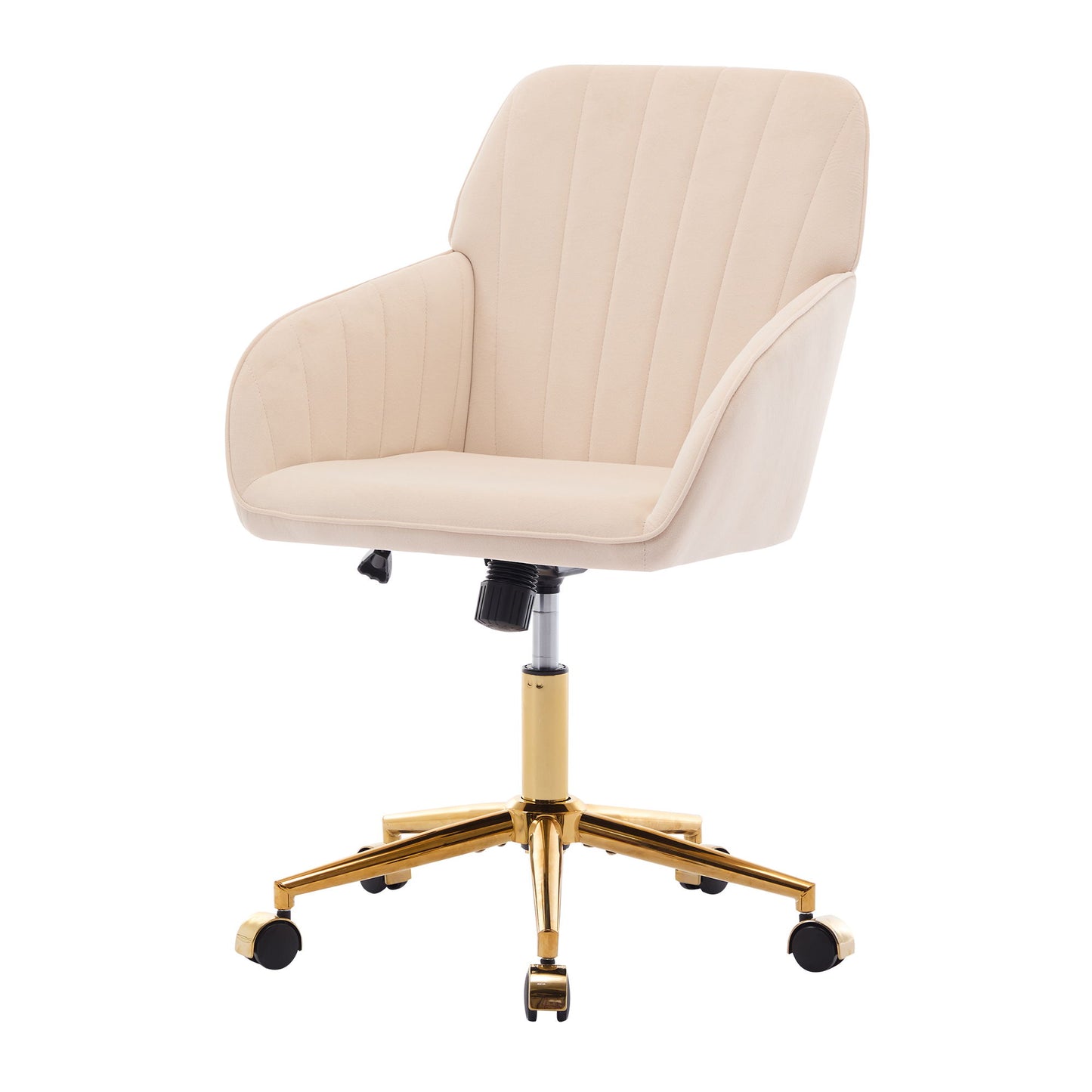 Ergonomic Office Chair With Swivel Function, Velvet, Comfortable For Long Sitting - Khaki