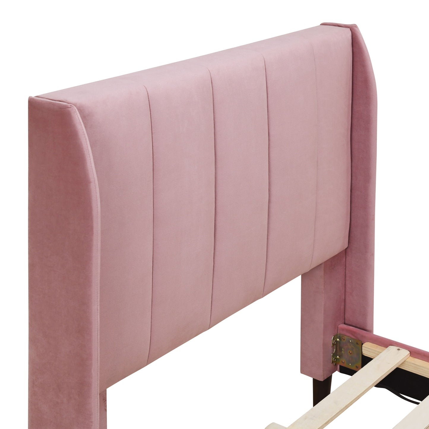 Twin Size Upholstered Platform Bed - Pink