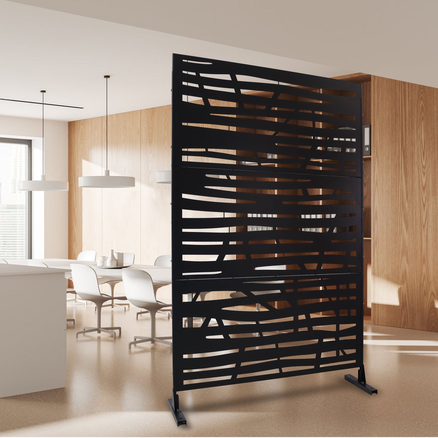 Outdoor & Indoor Privacy Screen Metal Privacy Screen, Steel Decorative Panels - Black