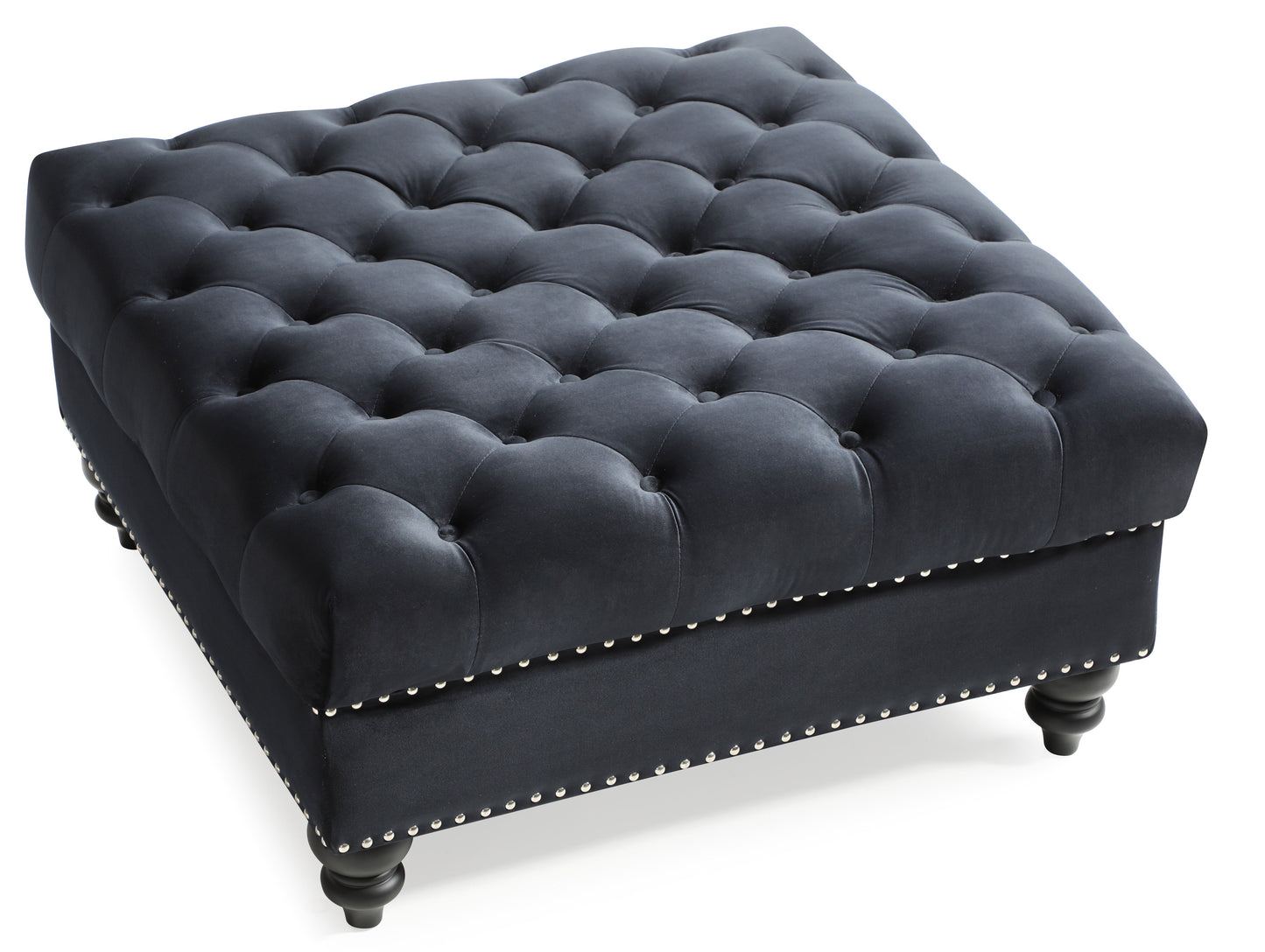 Elegant Traditional Upholstered Ottoman For Living Spaces - Black
