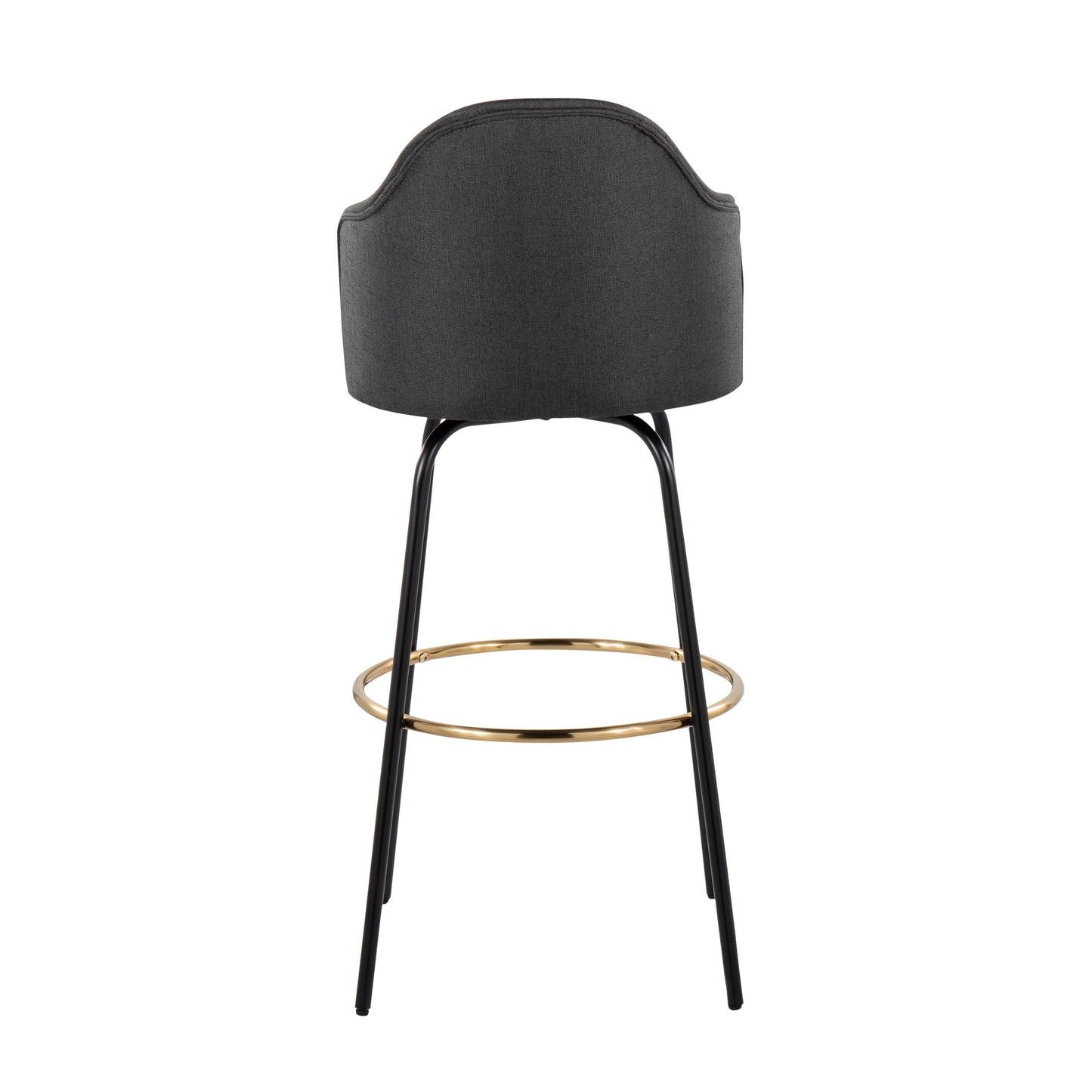 Ahoy - Contemporary Fixed Height Bar Stool Round Gold Footrest (Set of 2) - Charcoal / Black