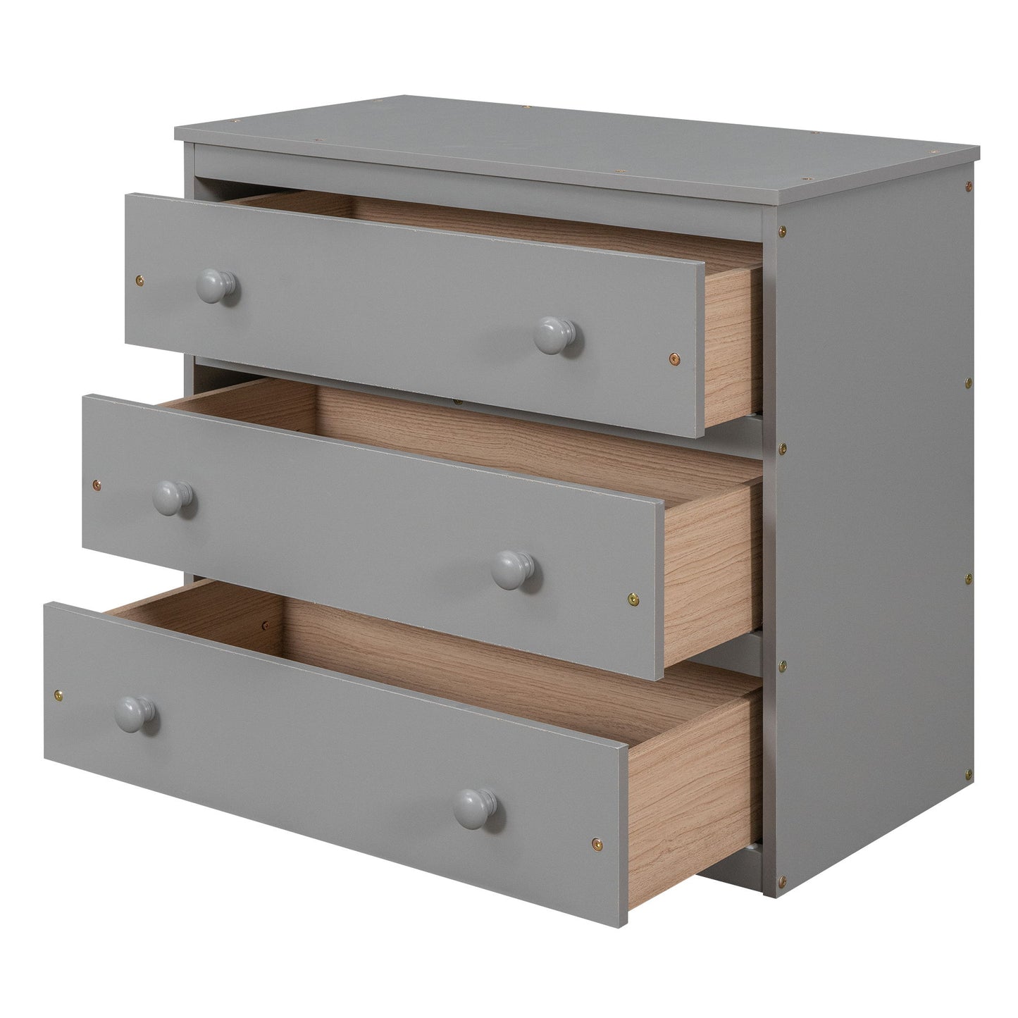 Full Loft Low Study Bed With Cabinet, Shelves And Rolling Portable Desk, Multiple Functions- Gray